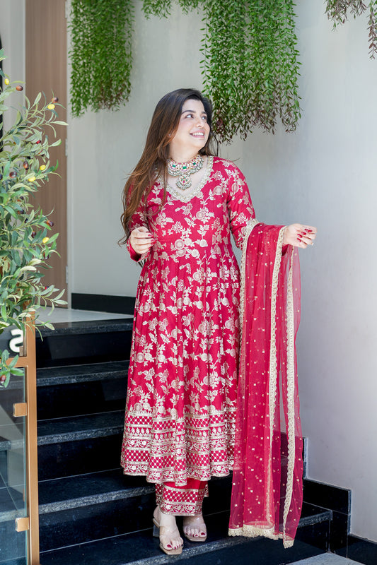 Meira Embroidered Anarkali Suit Set