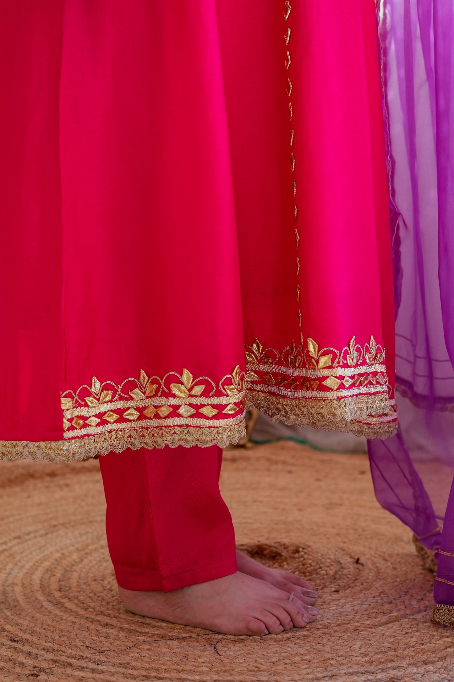 Nusrat Hot Pink Anarkali Suit Set