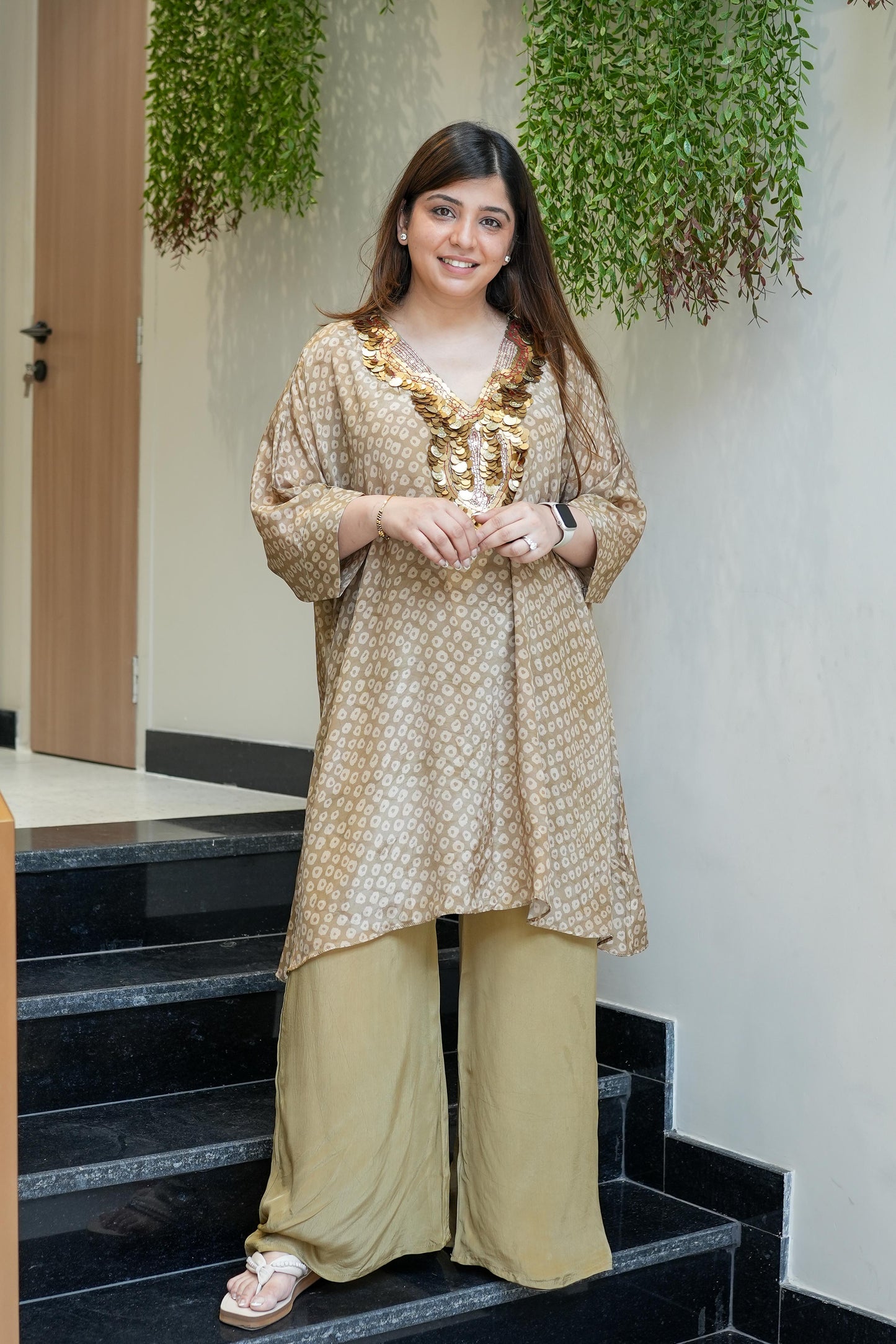 Anira Golden Sequins Detailing Co ord Set