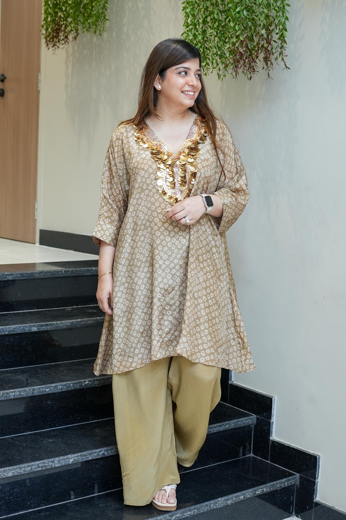Anira Golden Sequins Detailing Co ord Set