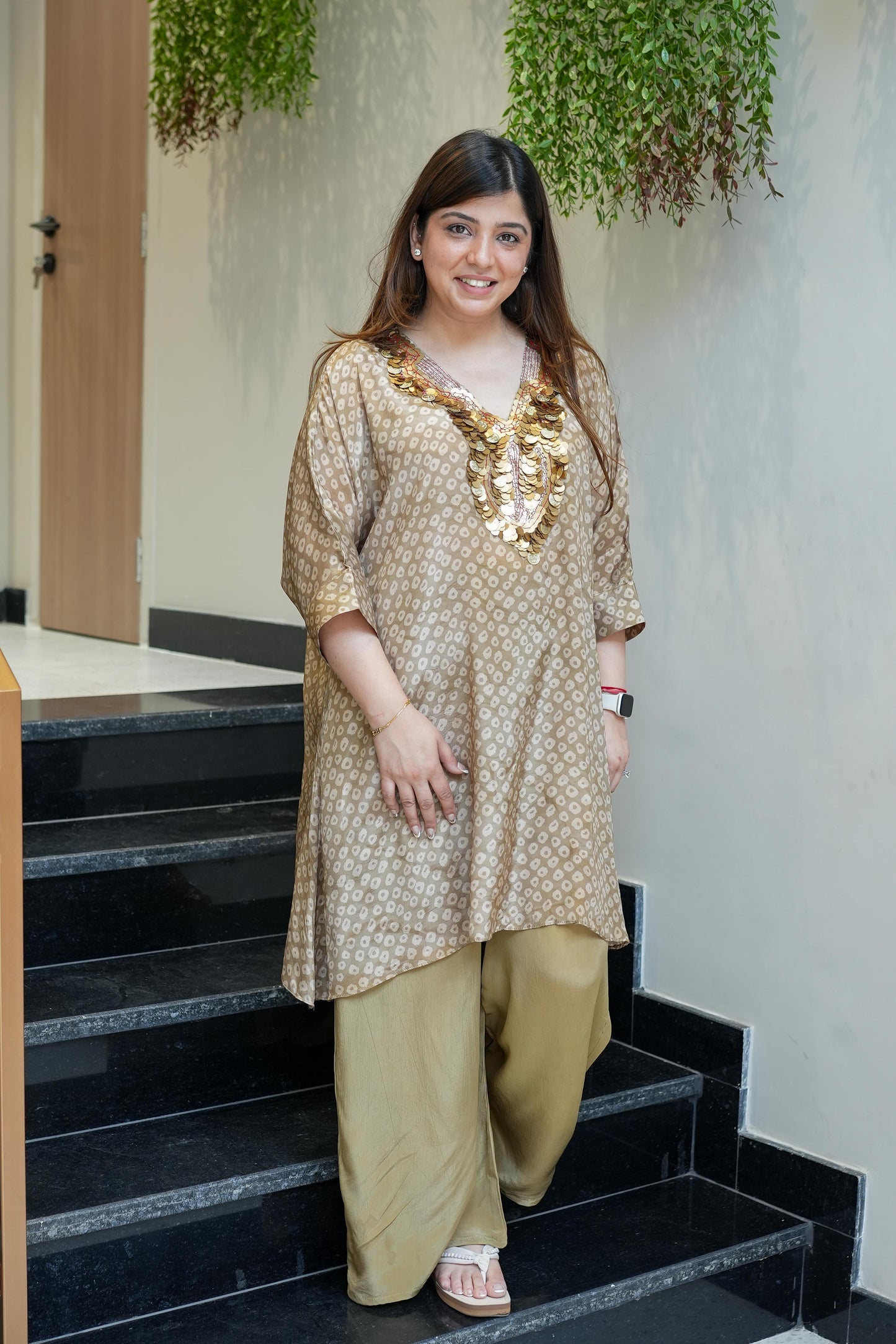 Anira Golden Sequins Detailing Co ord Set