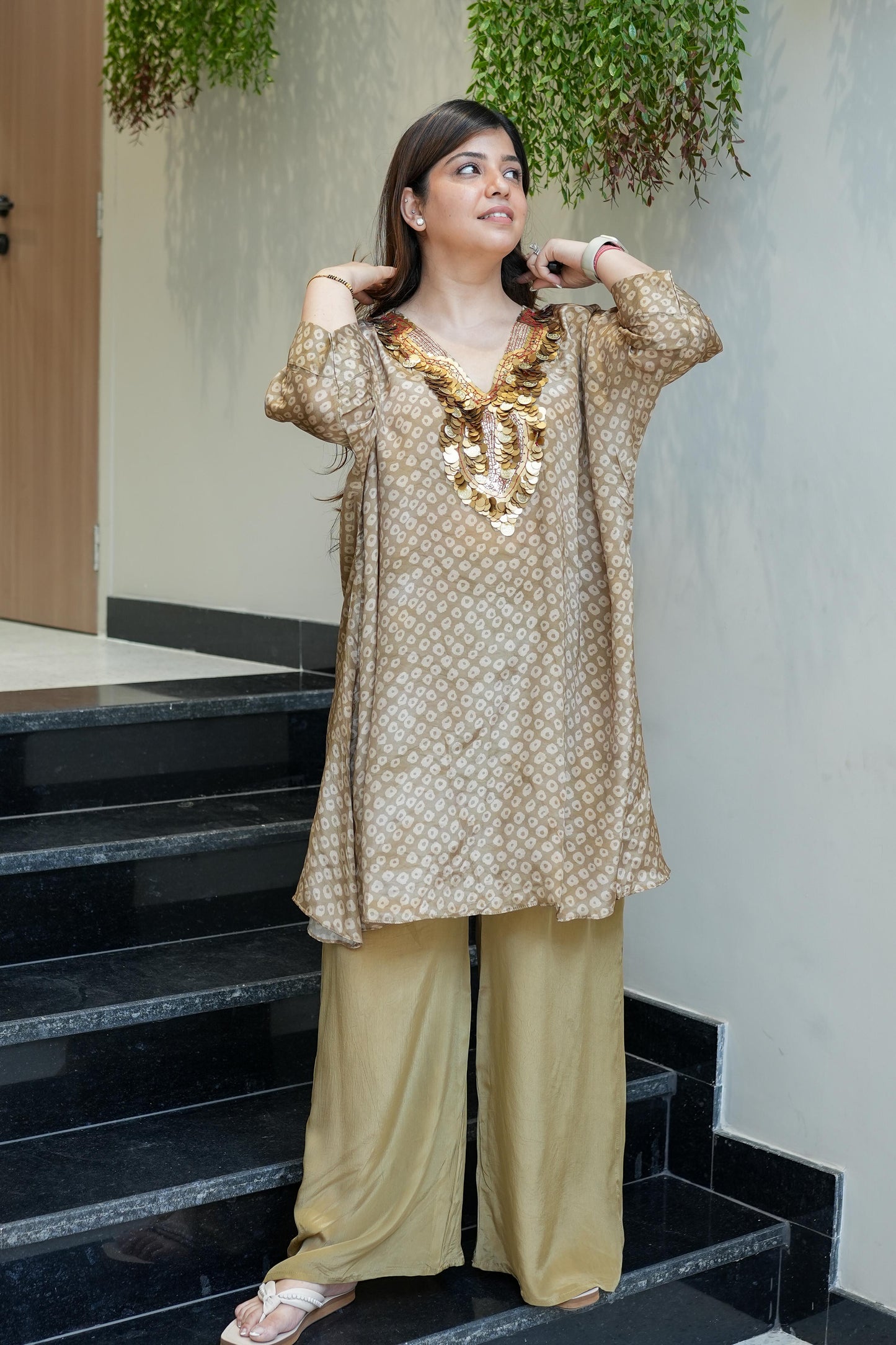 Anira Golden Sequins Detailing Co ord Set