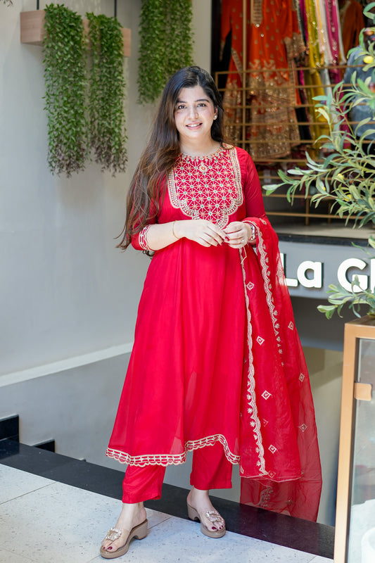 Mehal Embroidered Anarkali Suit Set