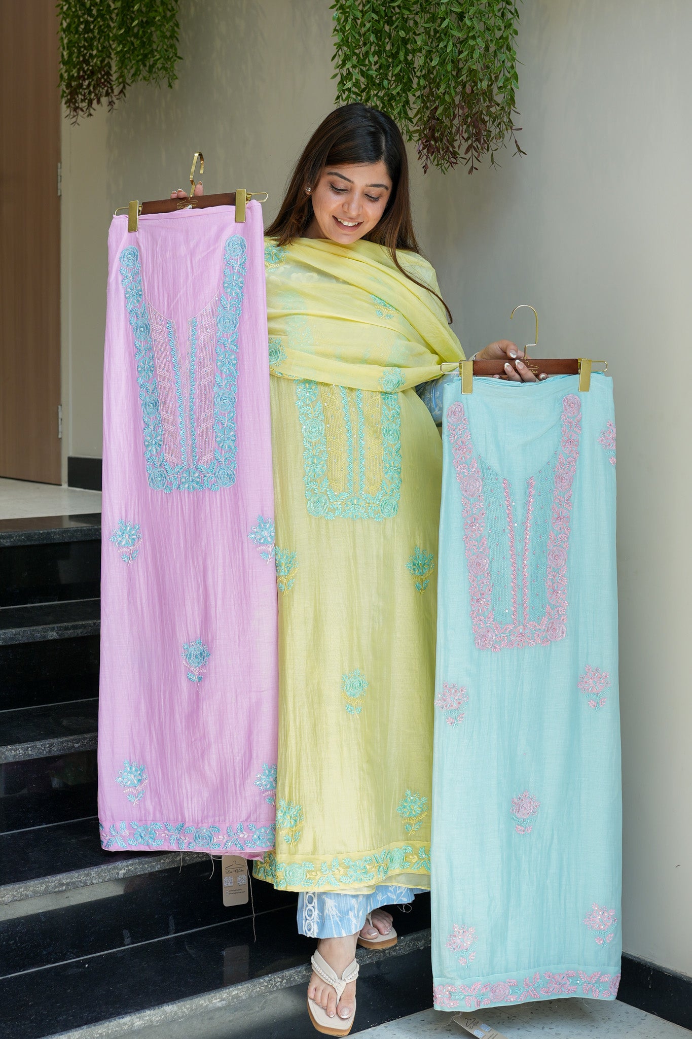 Mehema Chickenkari Unstitched Suit
