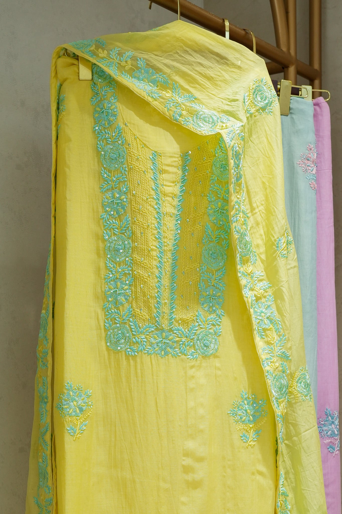 Mehema Chickenkari Unstitched Suit