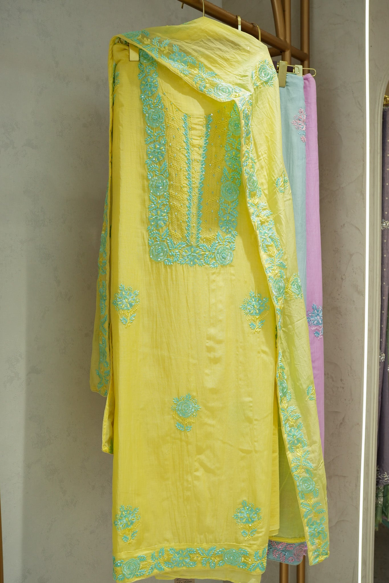 Mehema Chickenkari Unstitched Suit