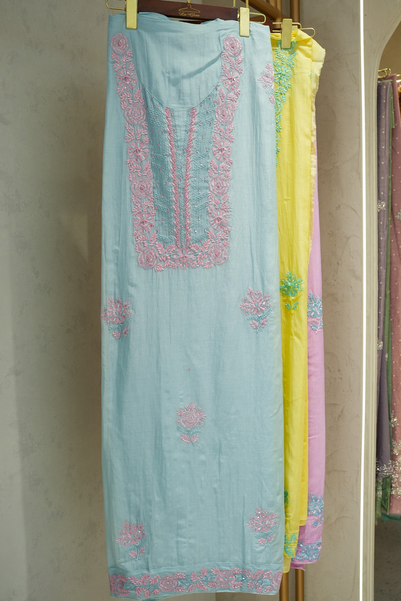 Mehema Chickenkari Unstitched Suit
