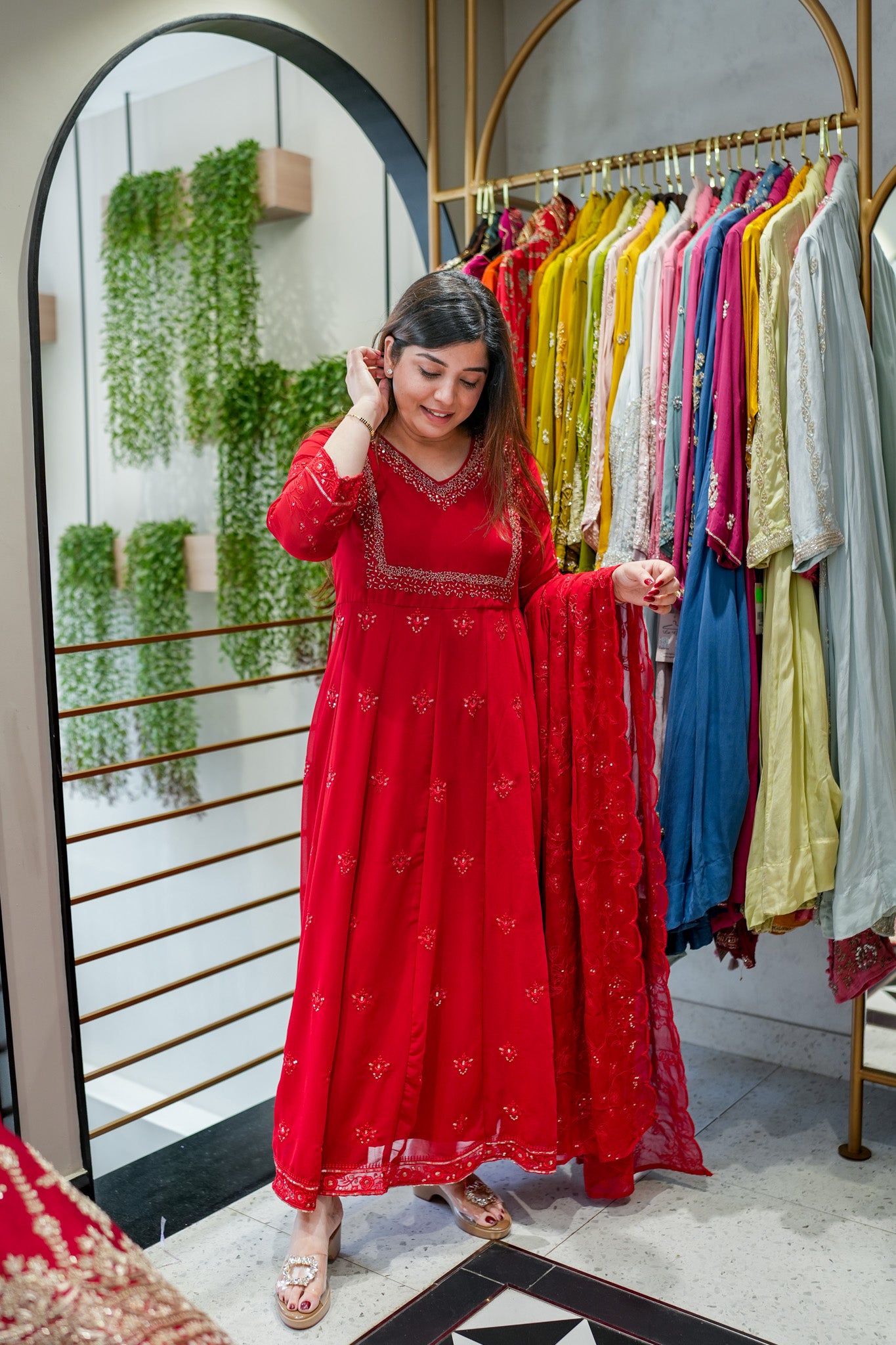 Saanviya Embroidered Anarkali Suit Set