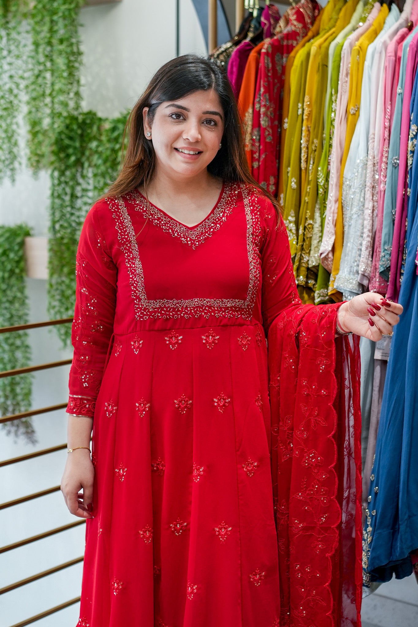 Saanviya Embroidered Anarkali Suit Set