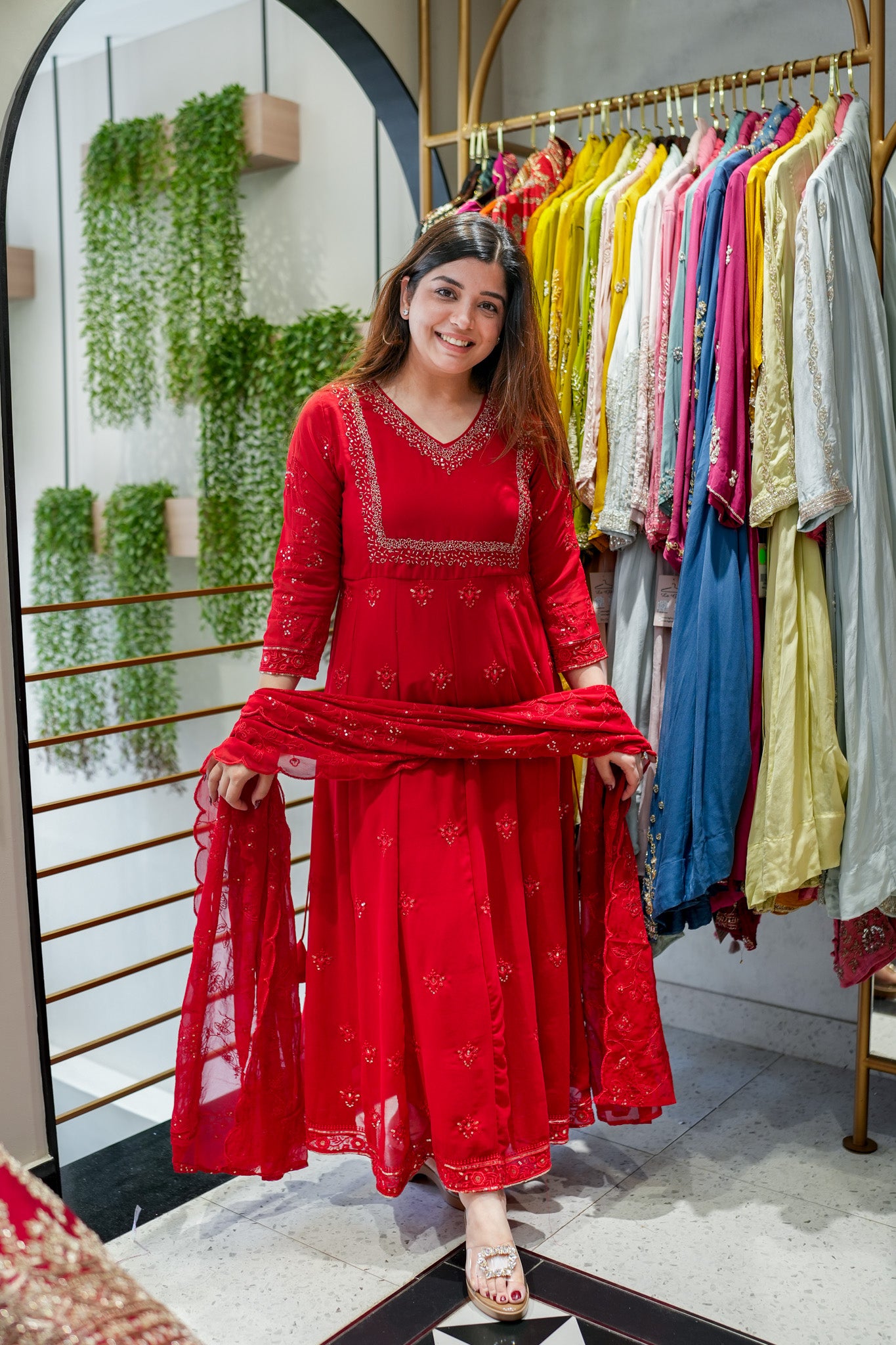 Saanviya Embroidered Anarkali Suit Set