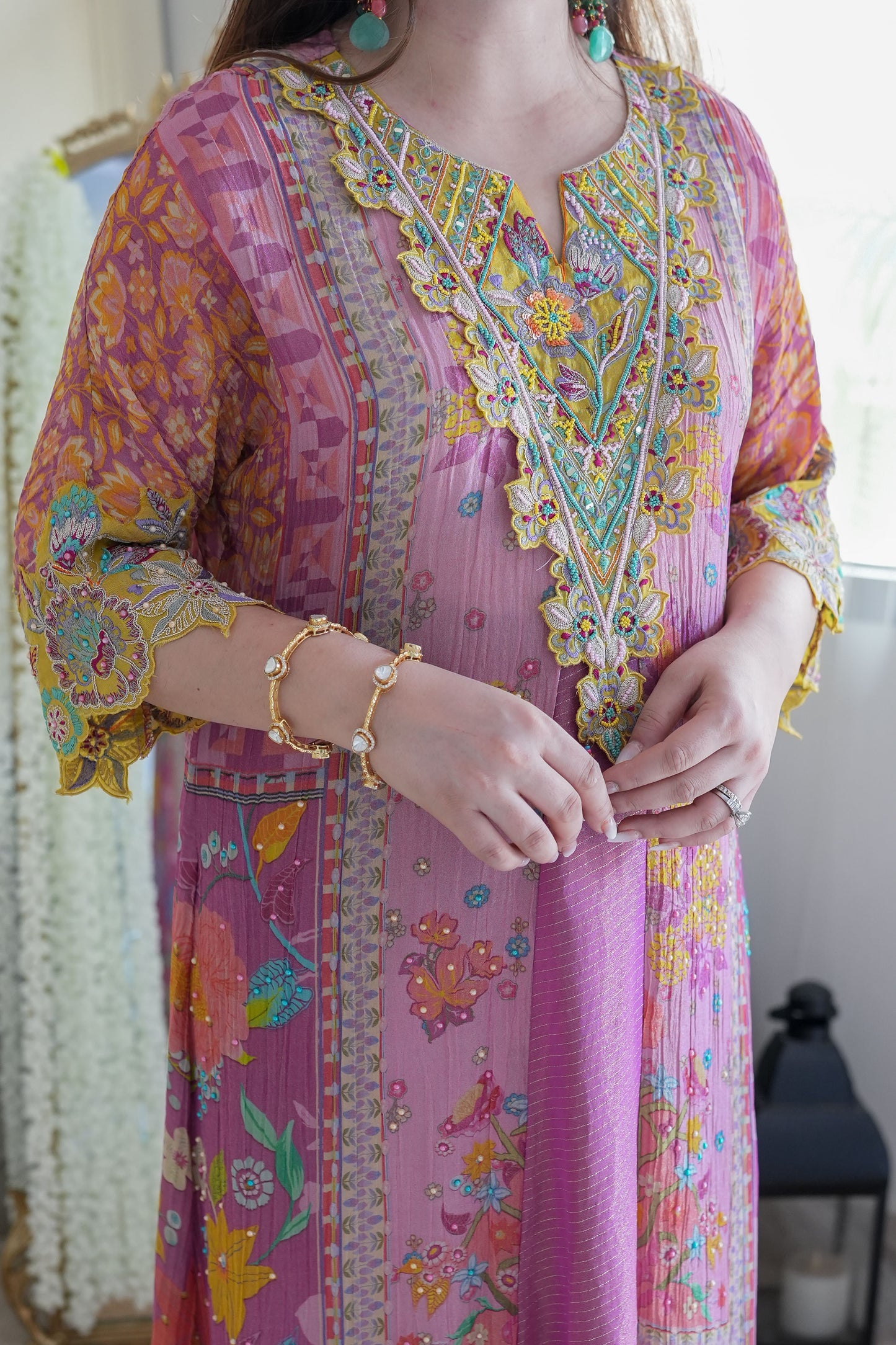 Vibha Pink Multicolour Luxe Plazo Set
