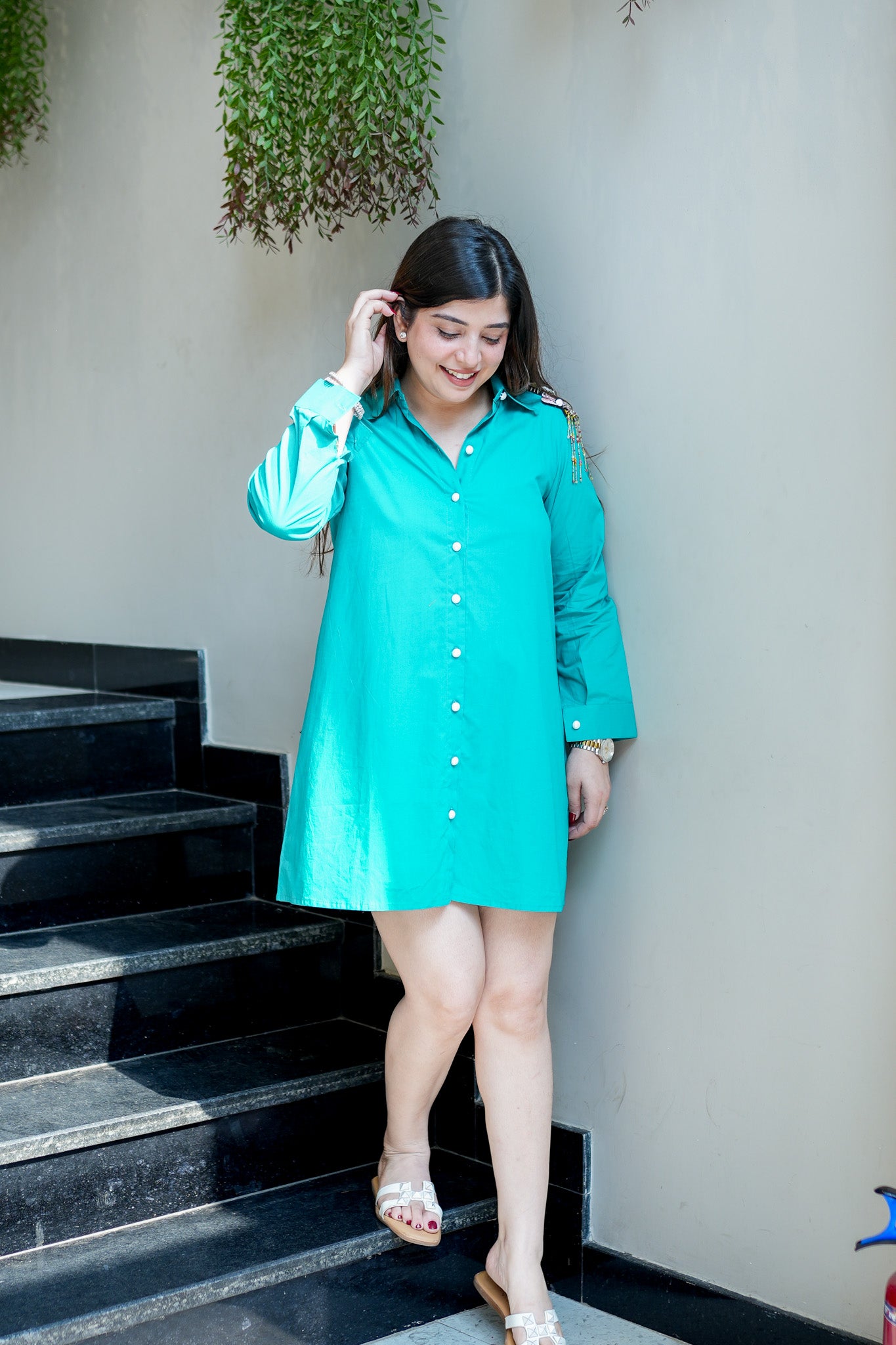 Ivy Patch Detailing Shirt Dress