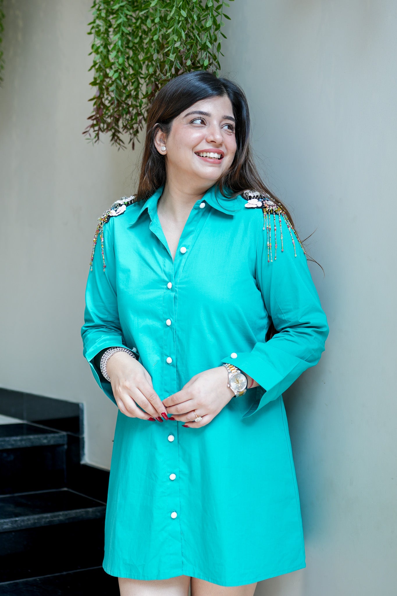 Ivy Patch Detailing Shirt Dress