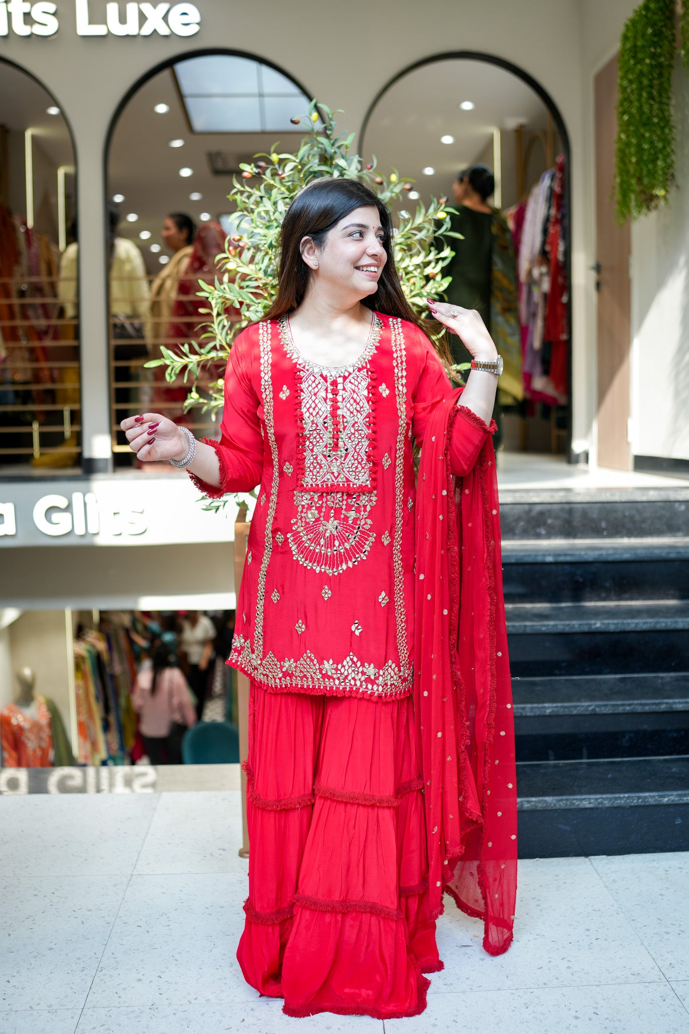 Ovika Mirror Detailing Sharara Set