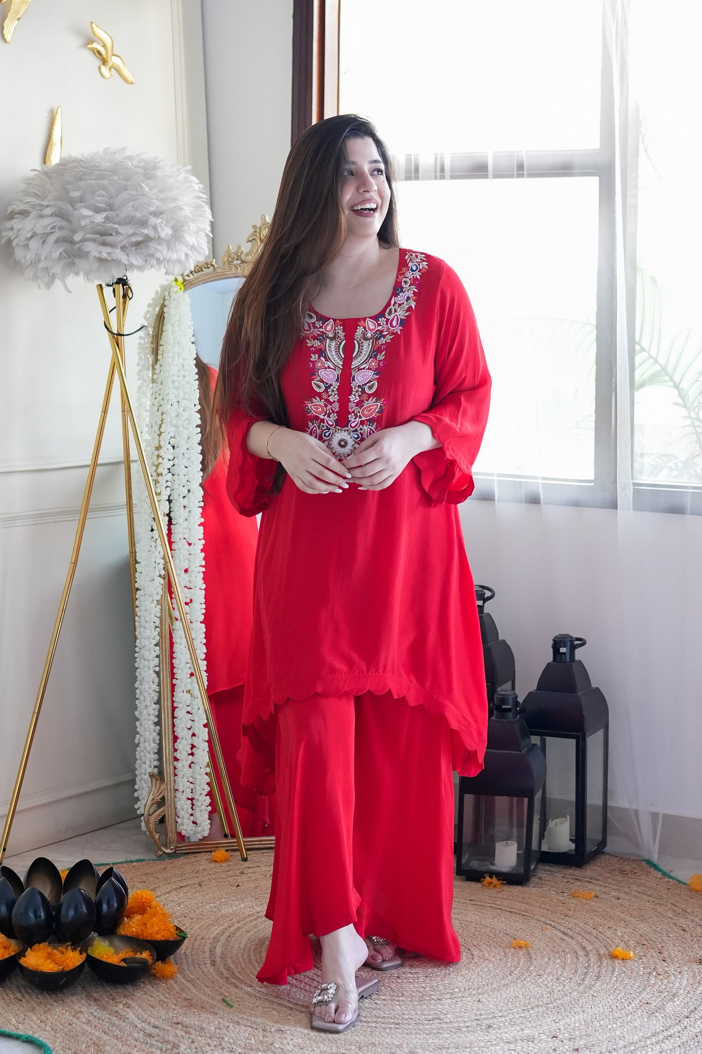 Vera Red Embroidred Cord Set