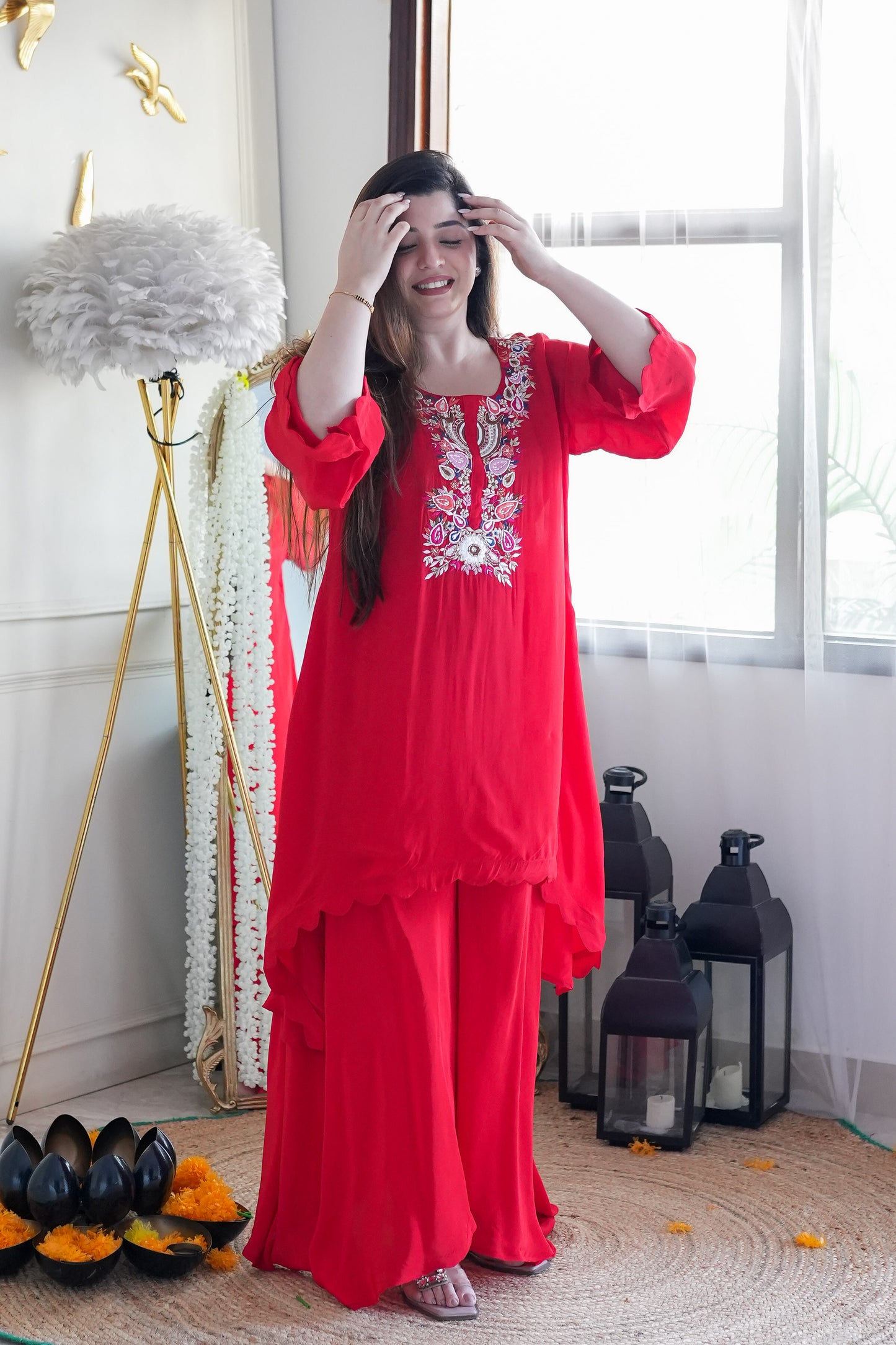 Vera Red Embroidred Cord Set