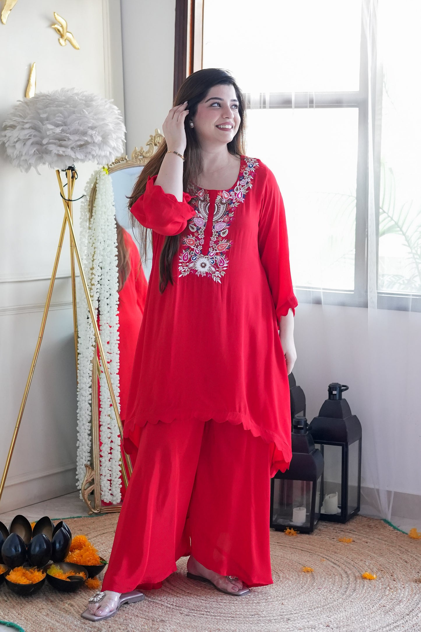 Vera Red Embroidred Cord Set