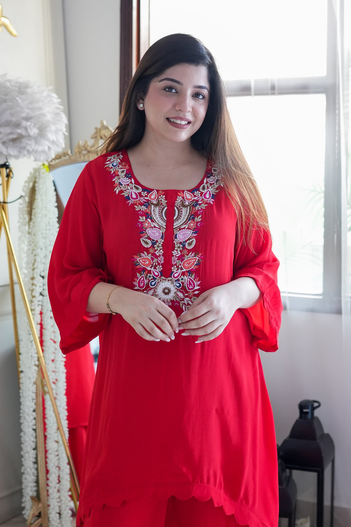 Vera Red Embroidred Cord Set