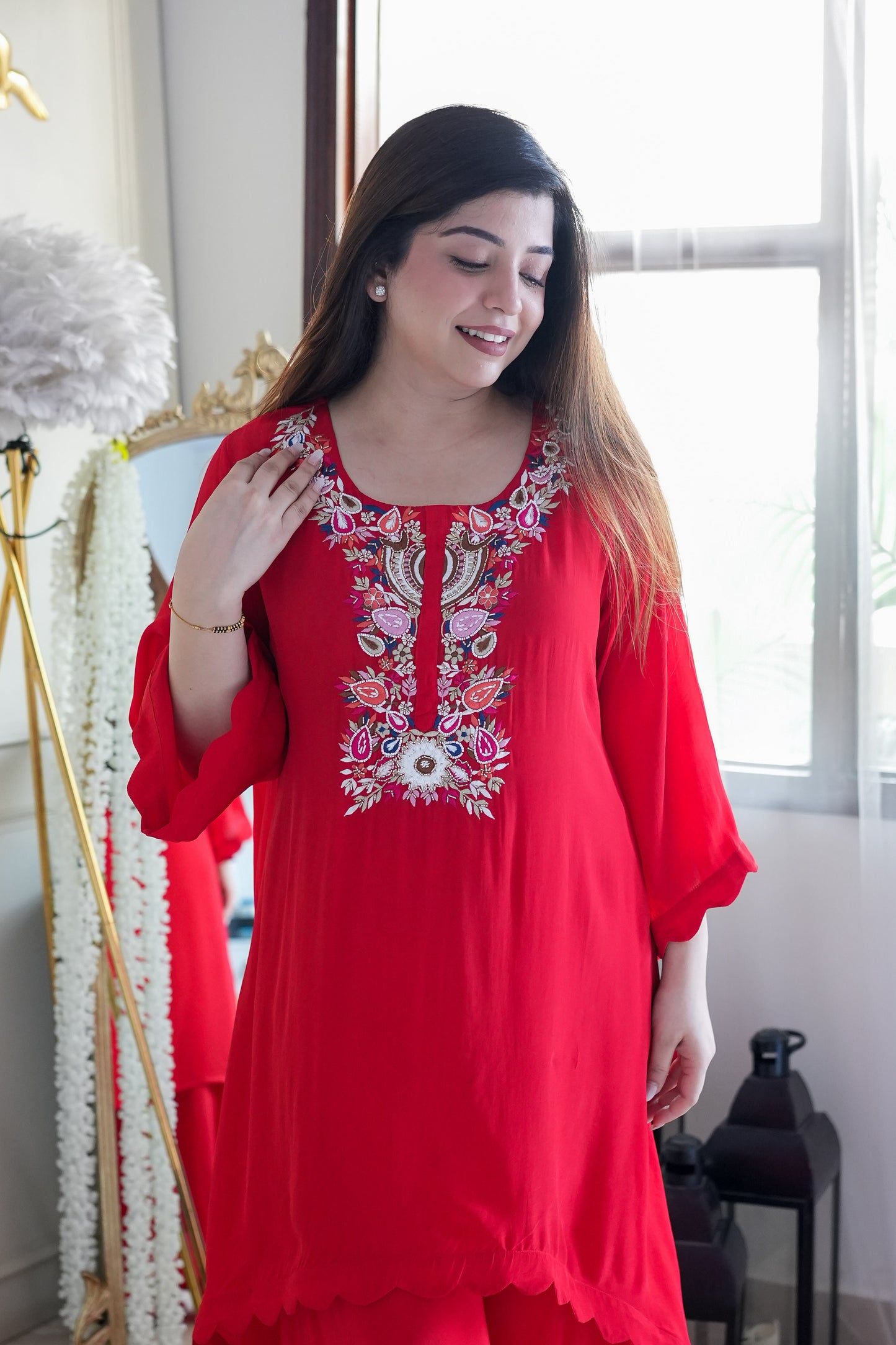 Vera Red Embroidred Cord Set