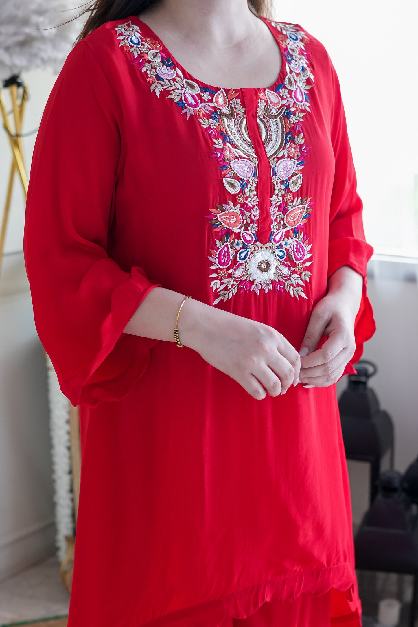 Vera Red Embroidred Cord Set