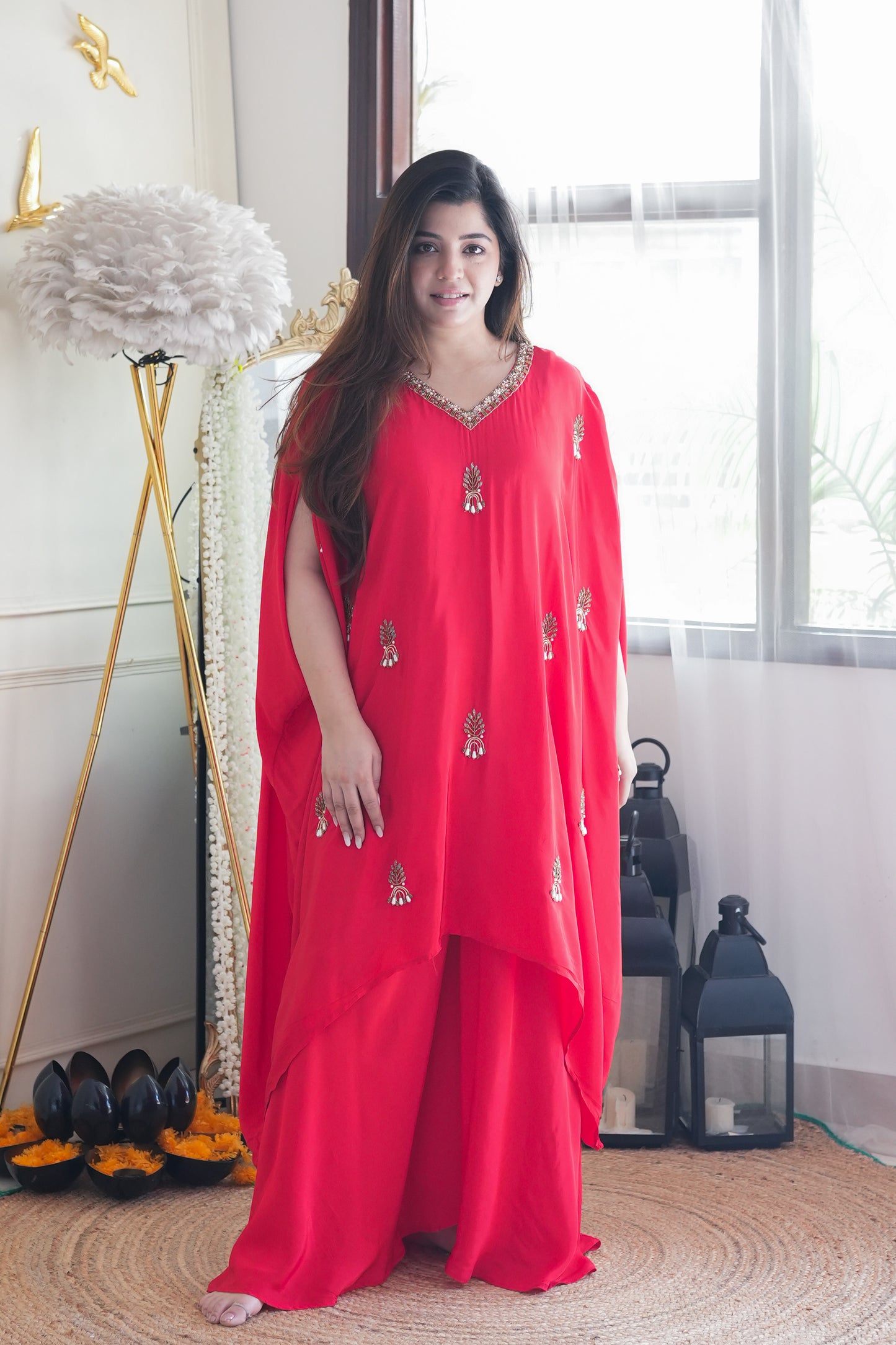 Bani Red Embroidered Chogha Set