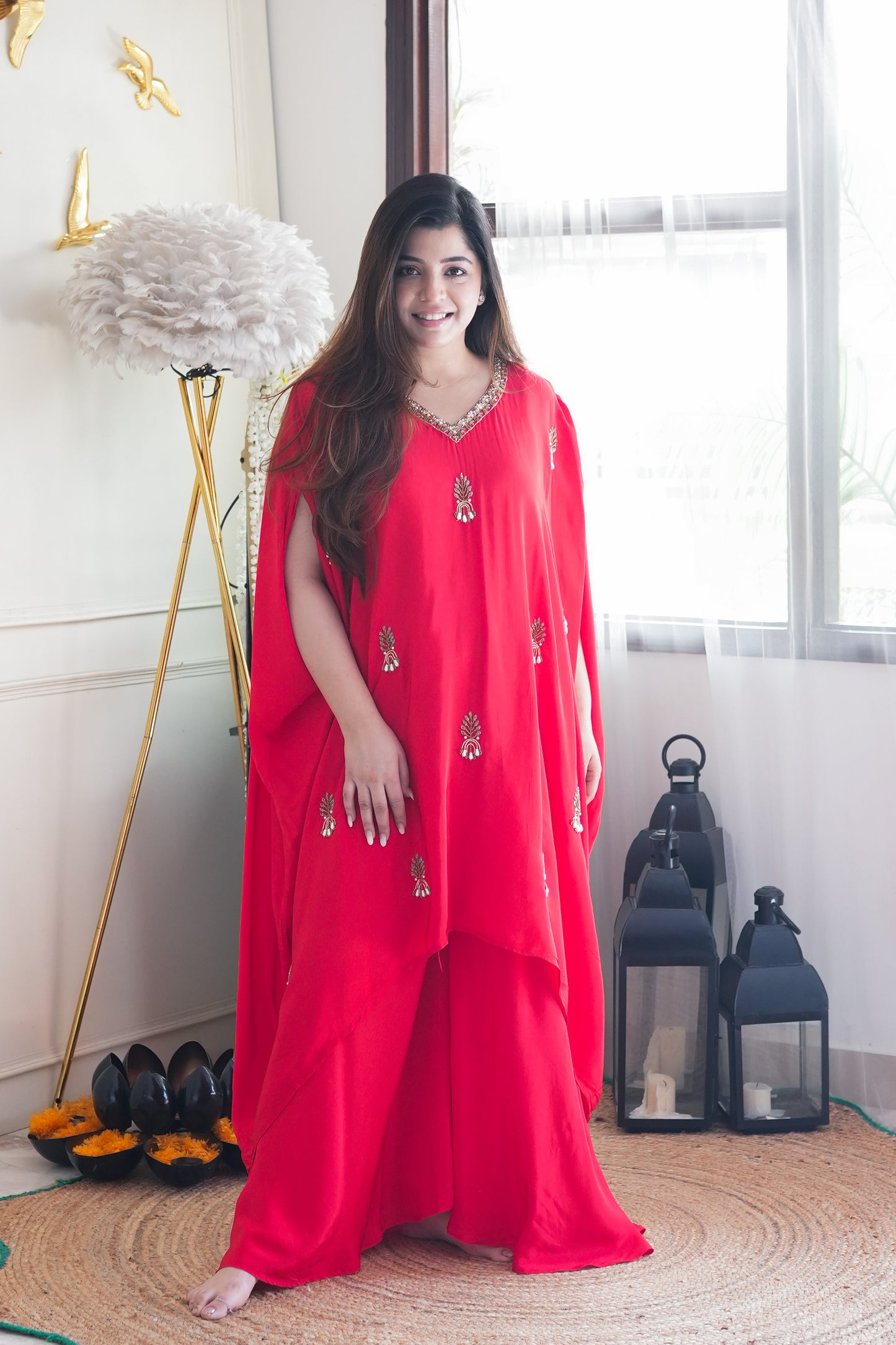 Bani Red Embroidered Chogha Set