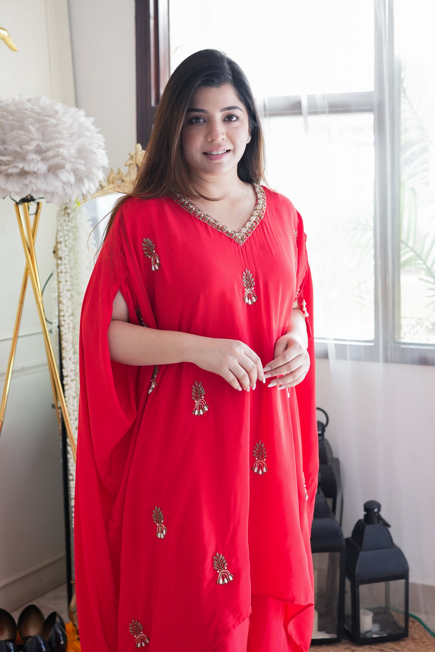 Bani Red Embroidered Chogha Set
