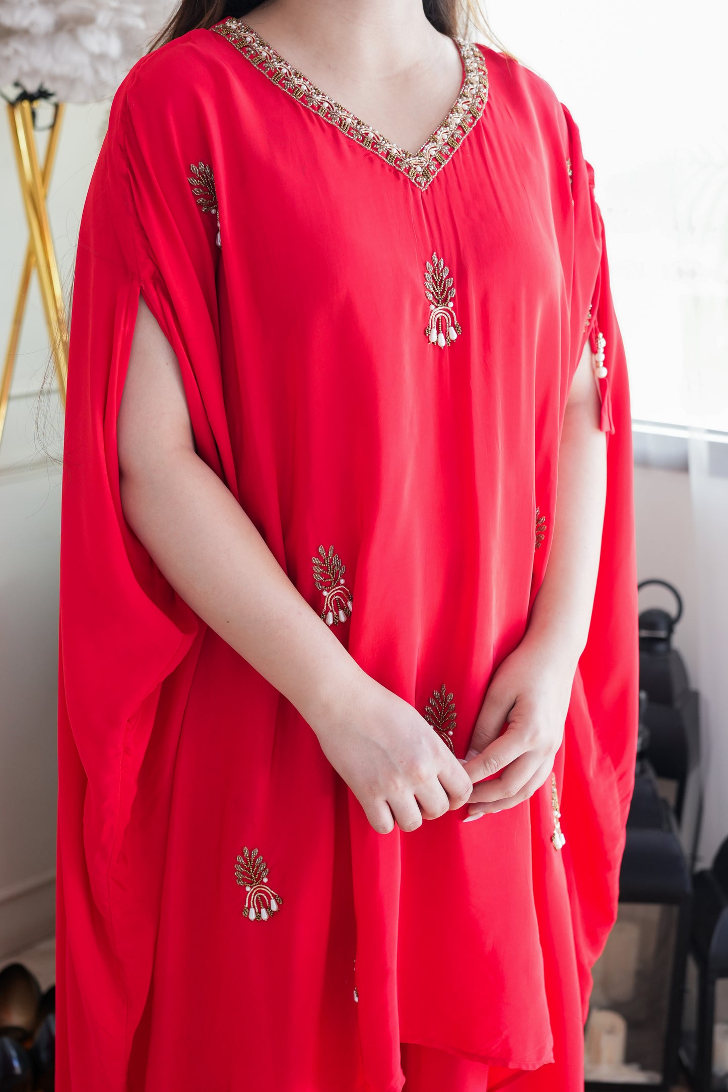 Bani Red Embroidered Chogha Set