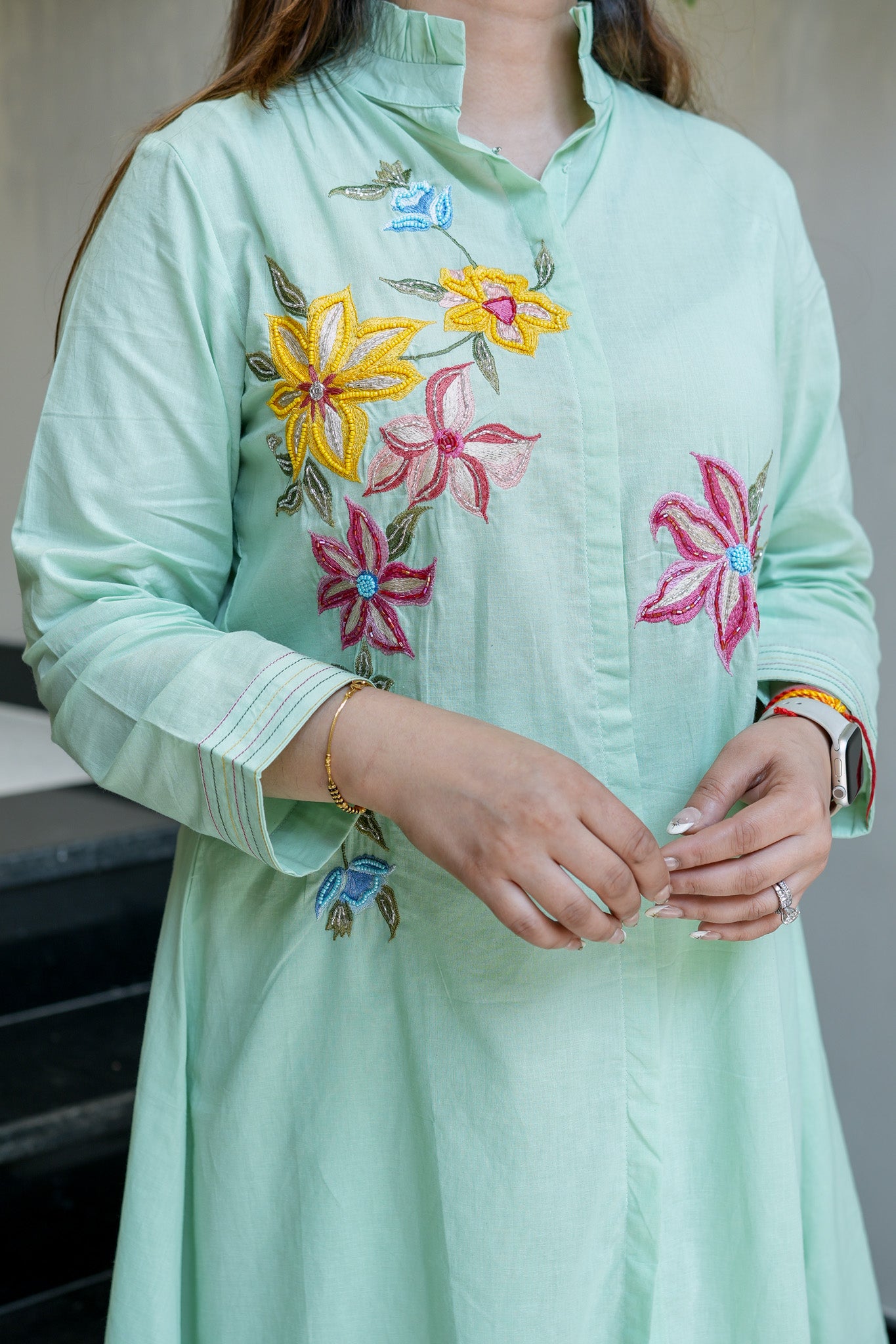 Kashvi Sea Green Floral Embroidered Co ord Set