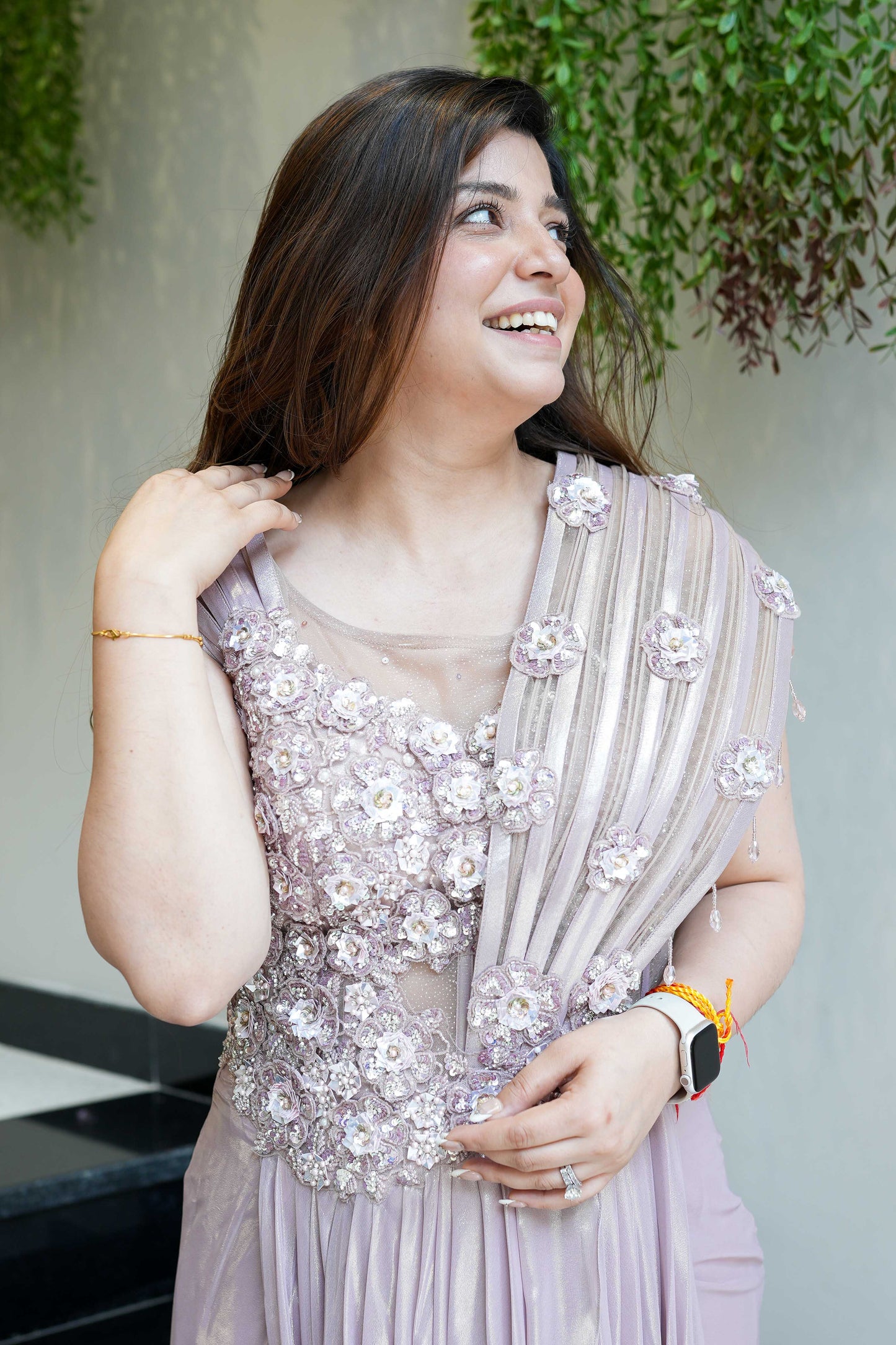 Saira Golden Floral Embroidered Gown