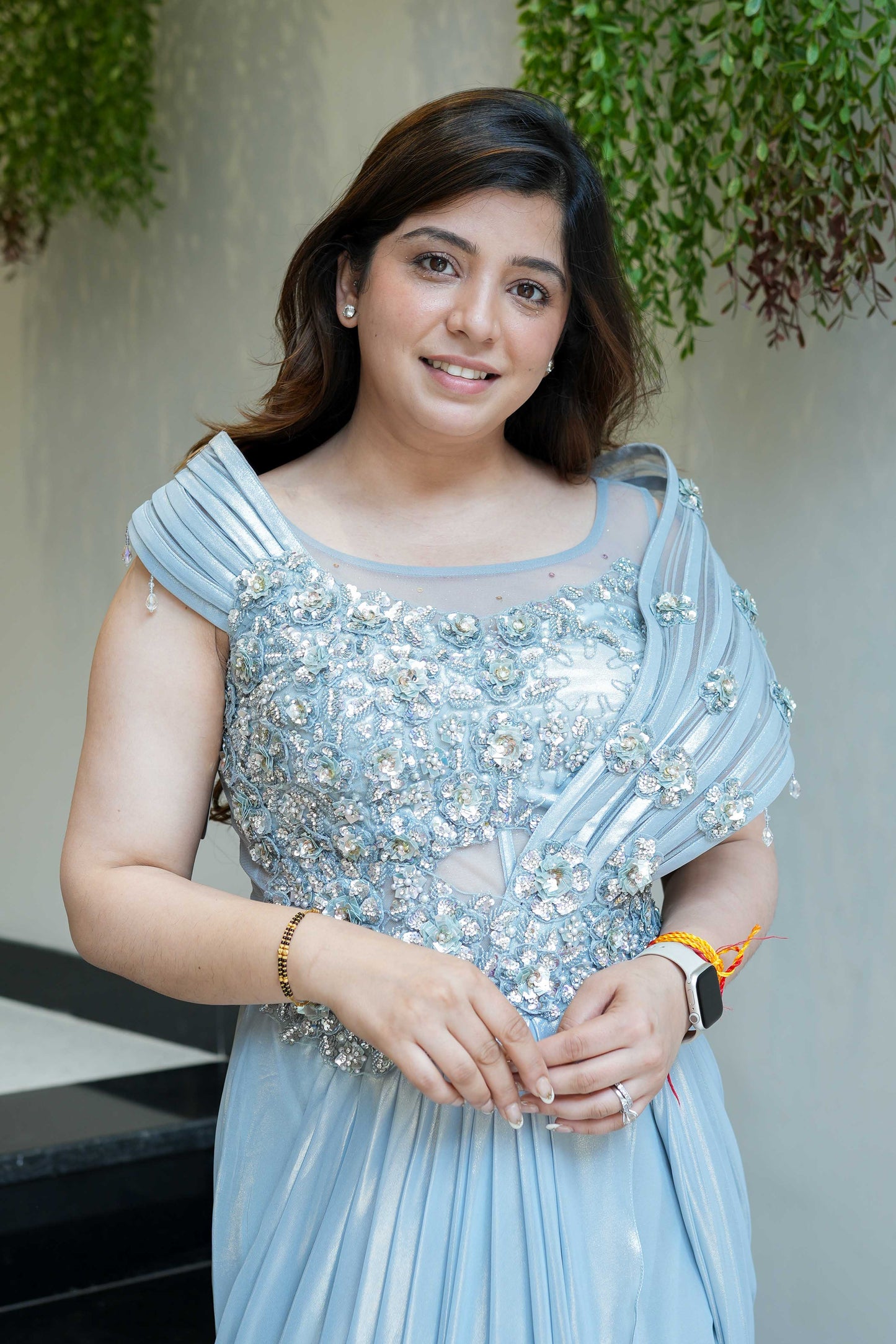 Saira Blue Floral Embroidered Gown