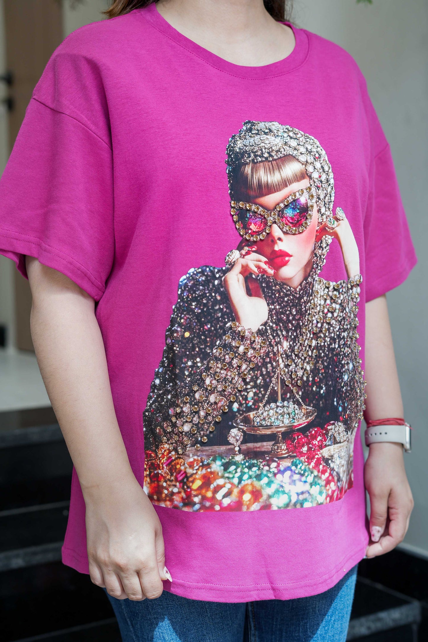 Gianna Hot Pink Embroidered Tshirt