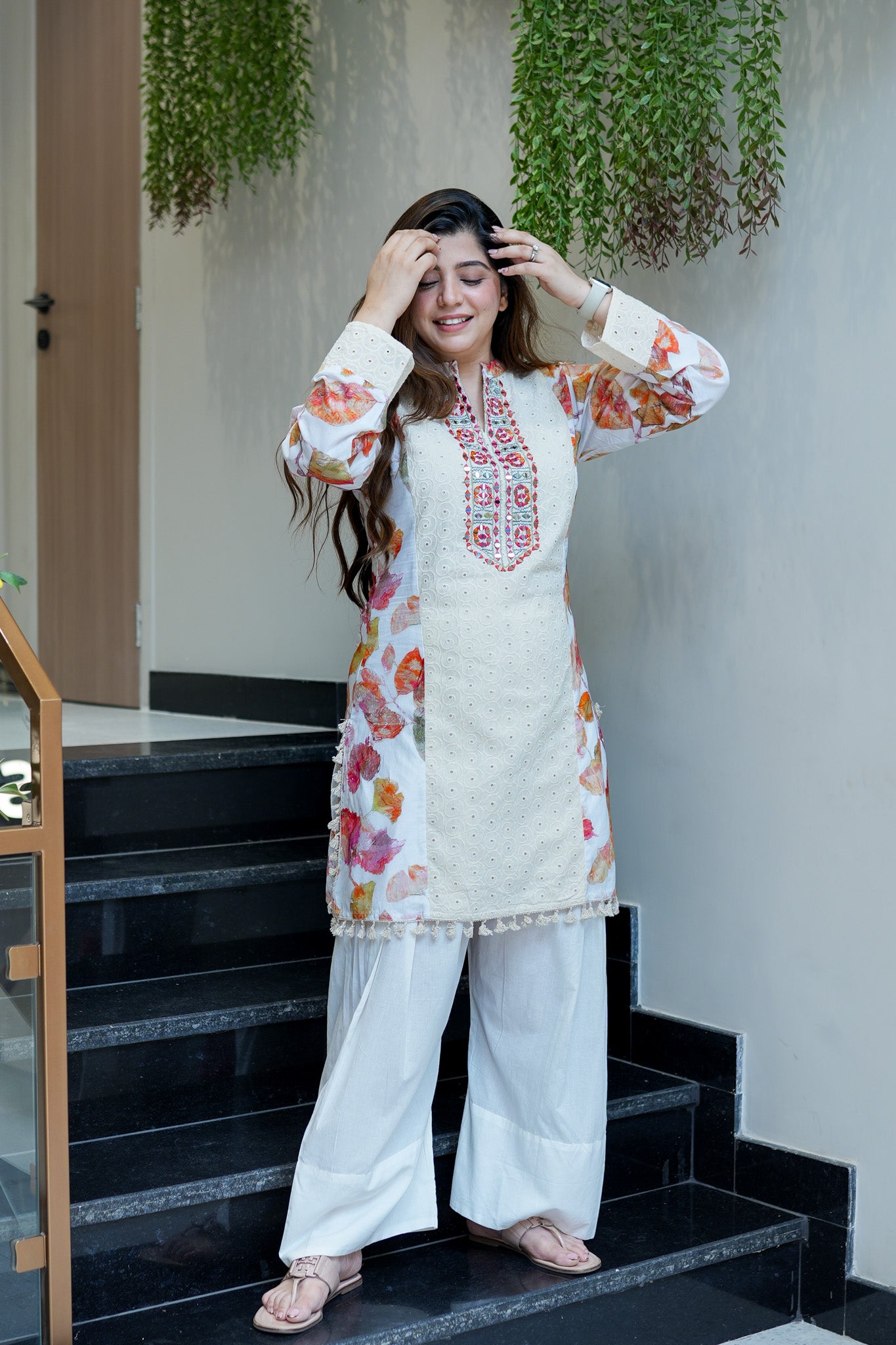 Ifa Floral Schiffli Detailing Co ord Set