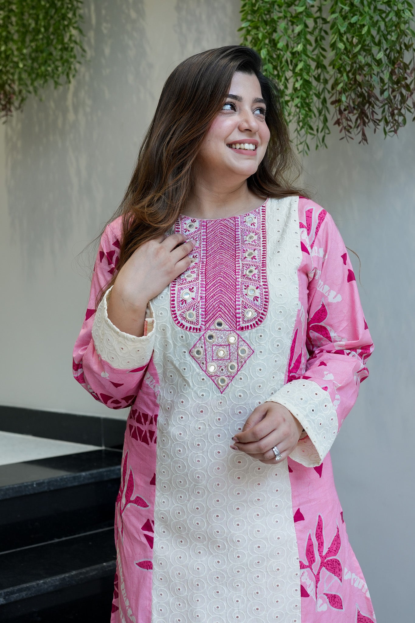 Adaa Floral Schiffli Detailing Co ord Set