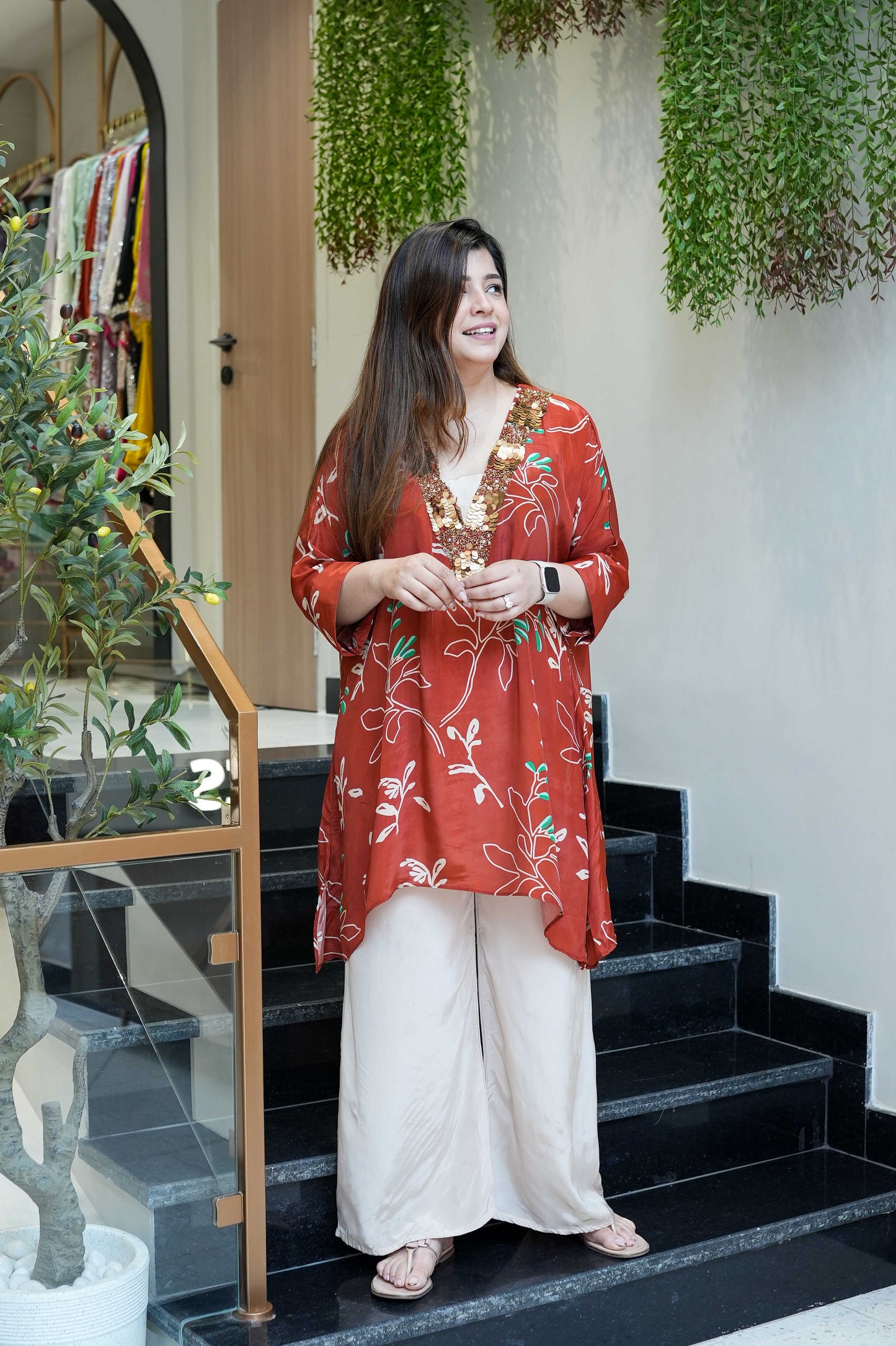 Pritha Rust Printed Co ord Set