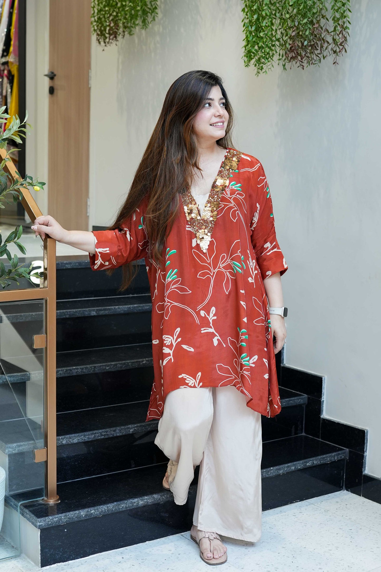 Pritha Rust Printed Co ord Set