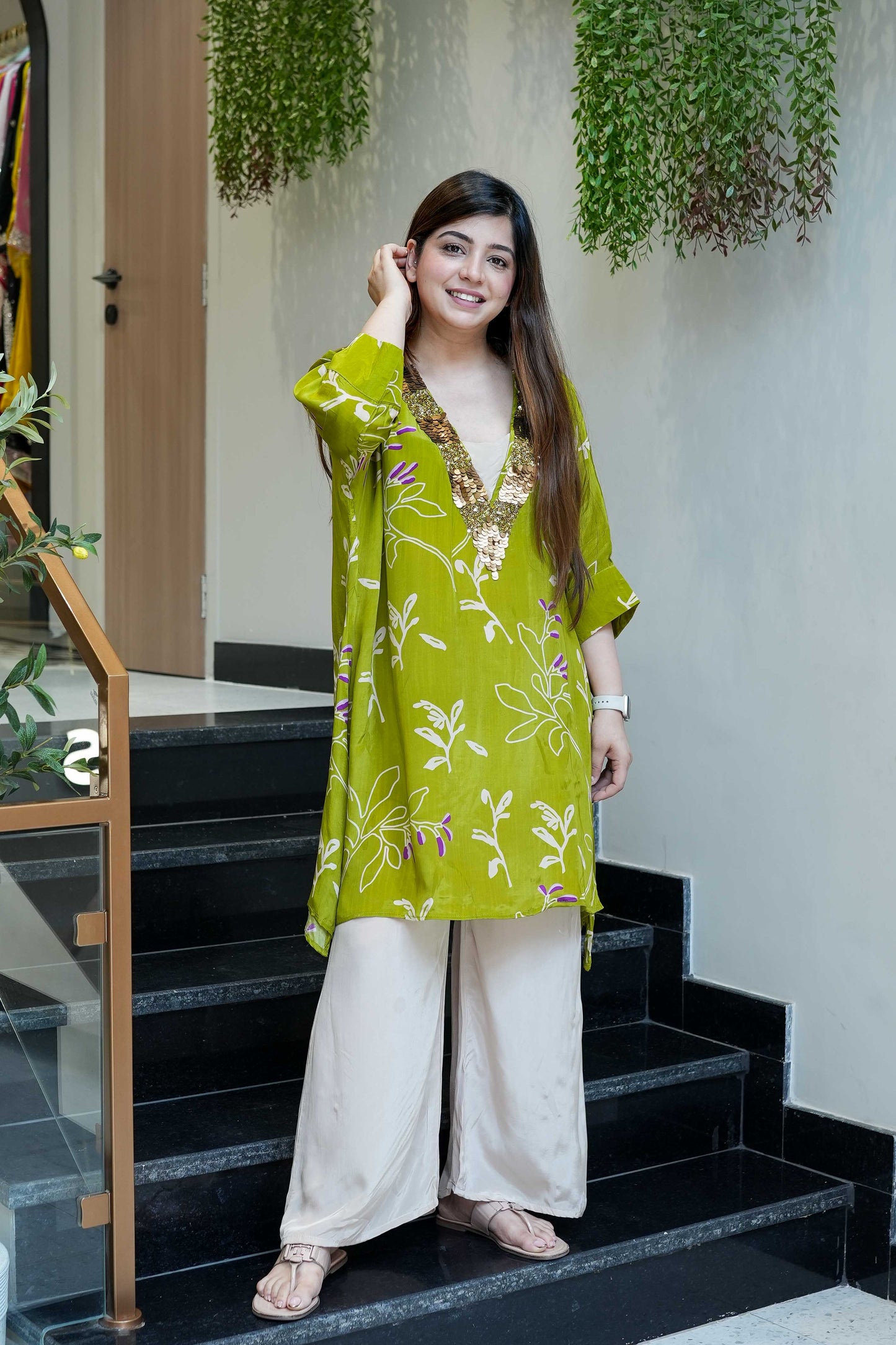 Pritha Green Printed Co ord Set