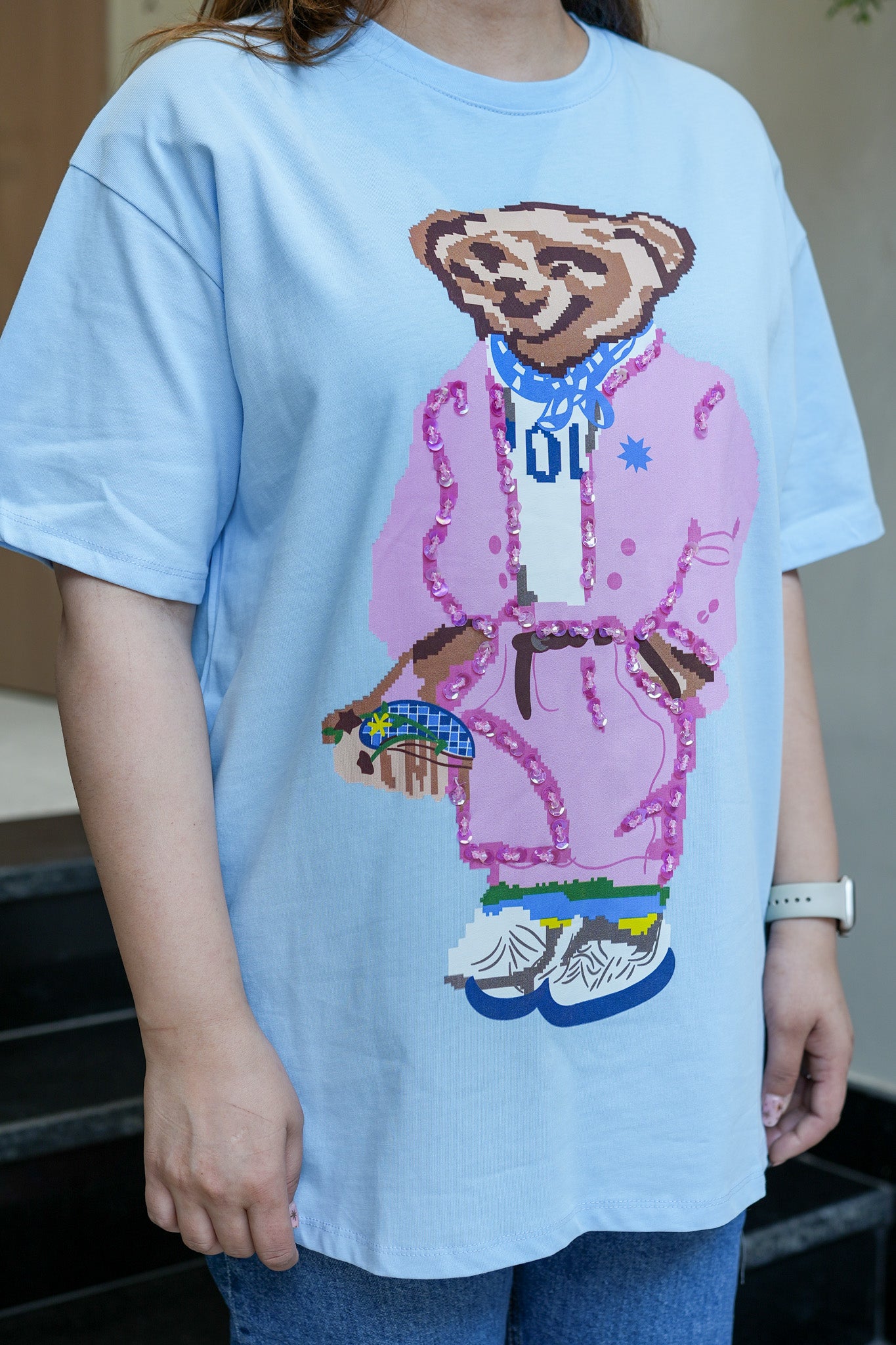 Ell Blue Embellished Tshirt