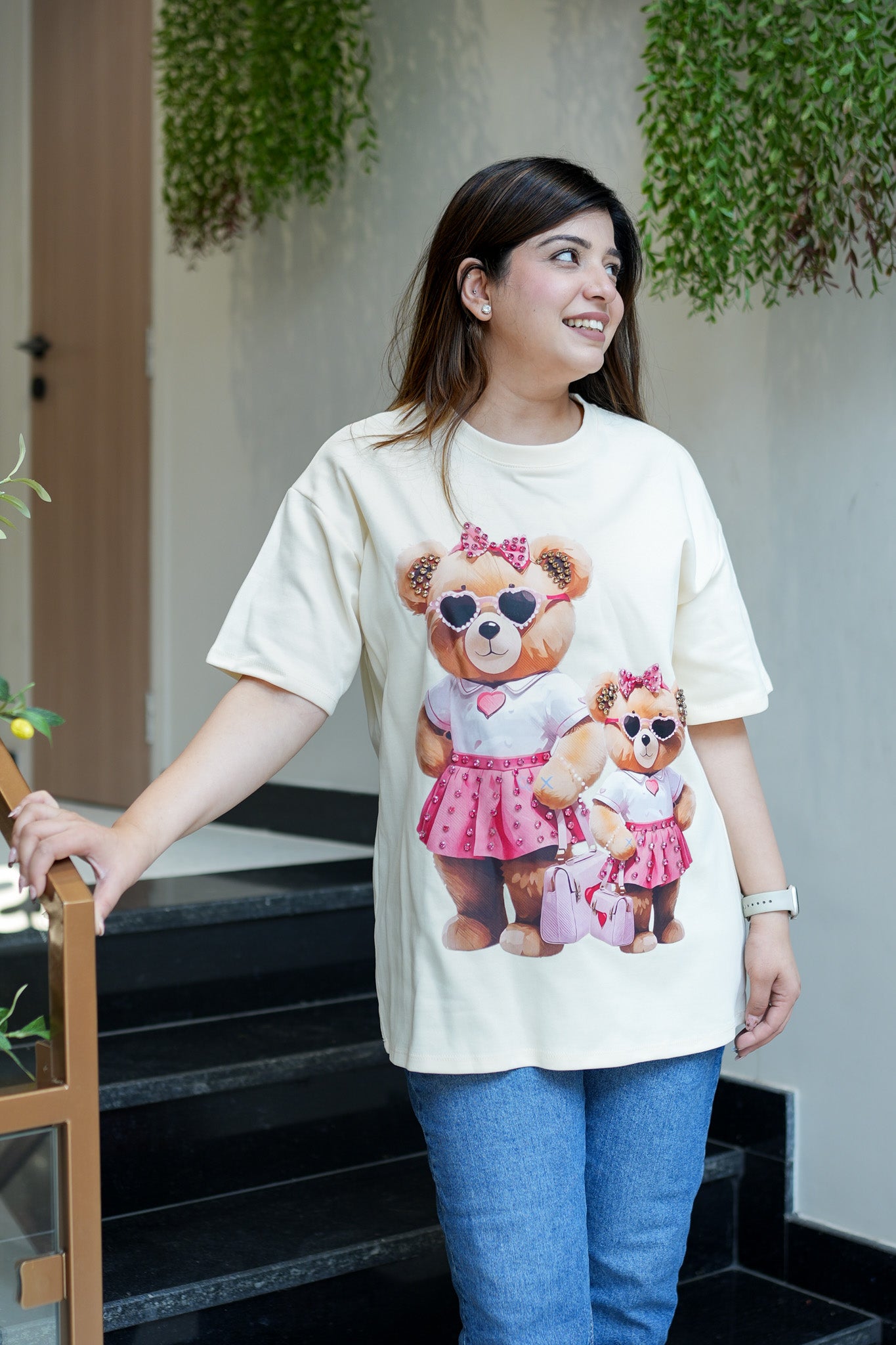 Elin Beige Embellished Tshirt