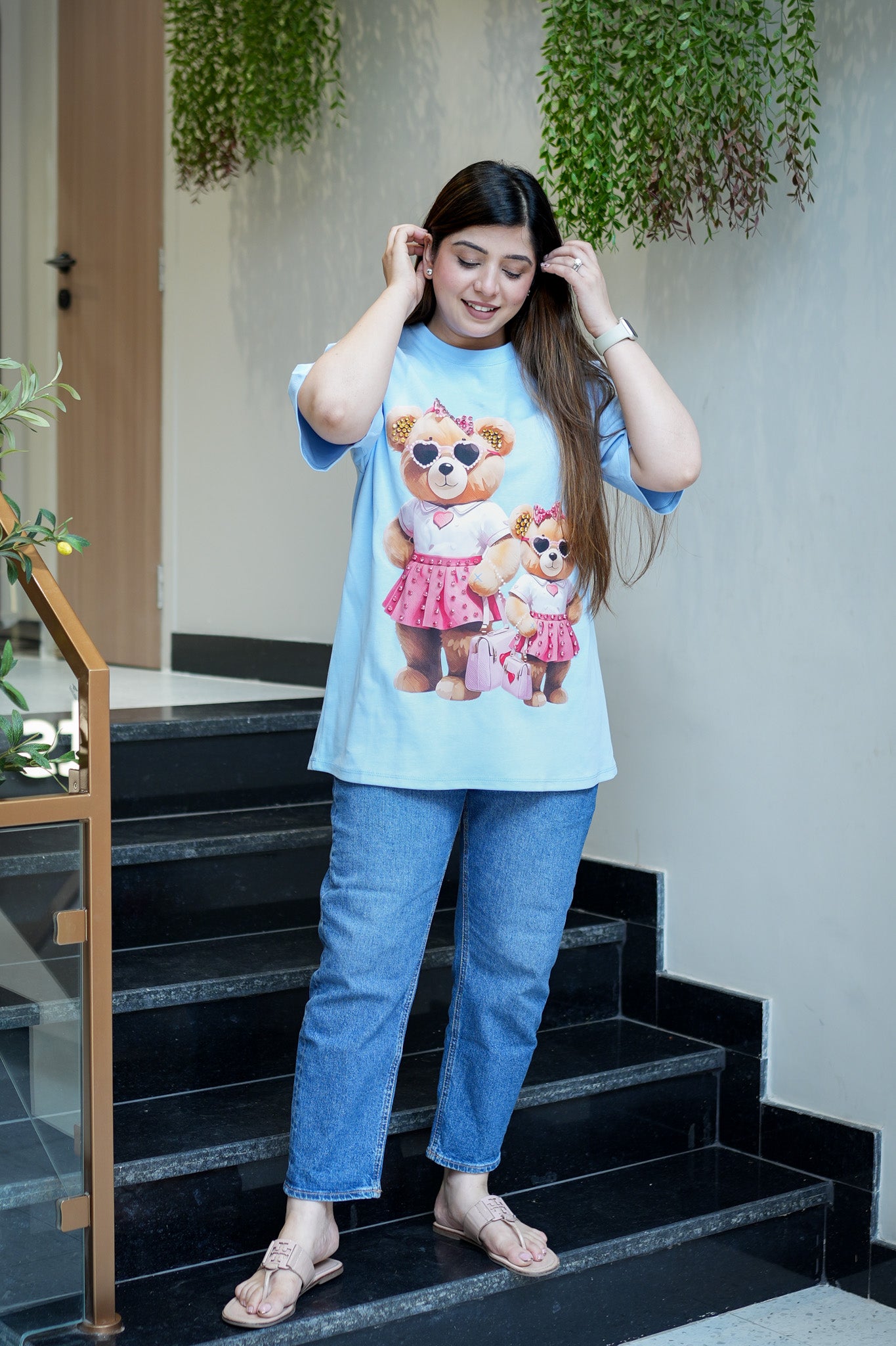 Elin Blue Embellished Tshirt