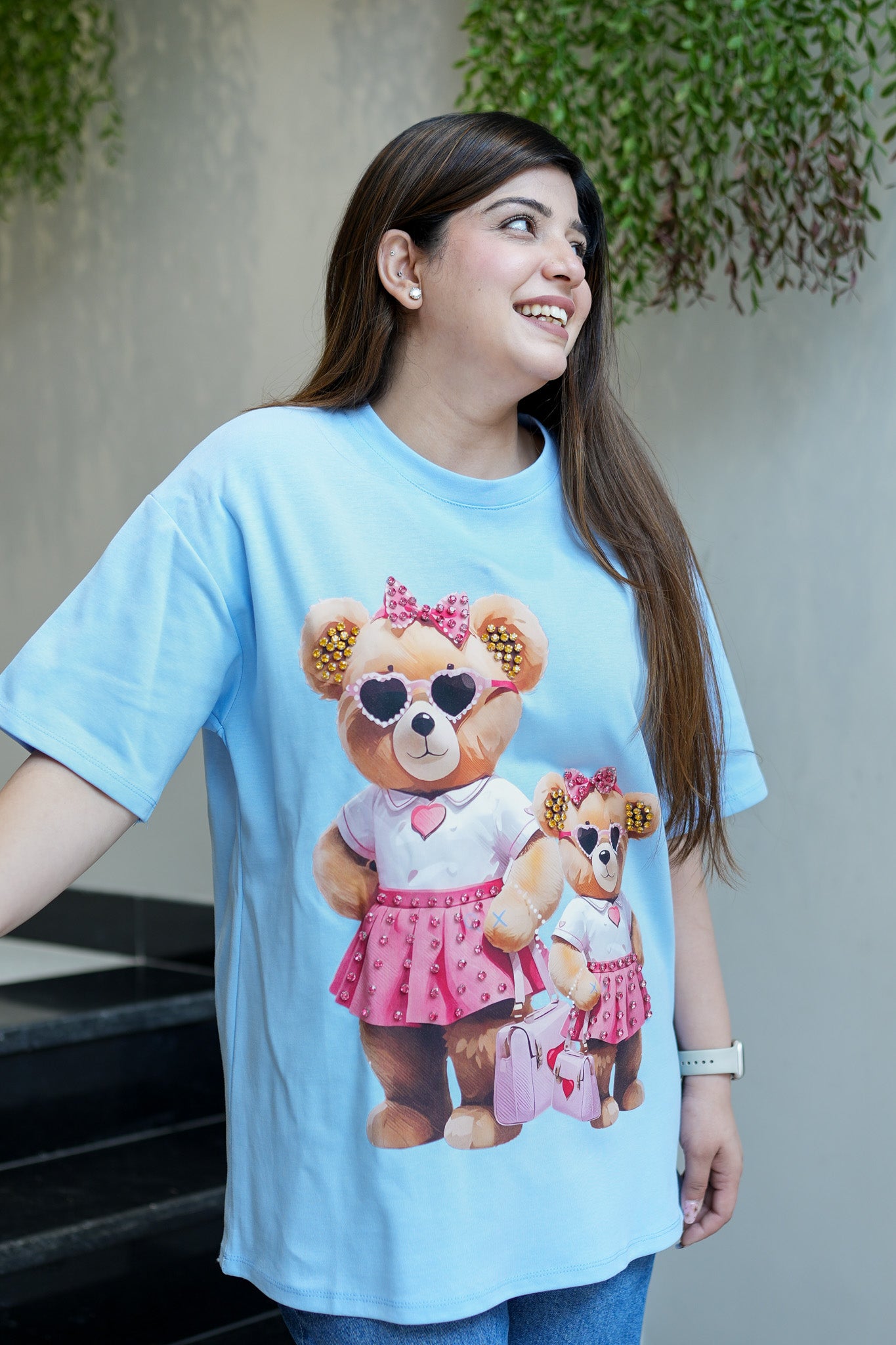 Elin Blue Embellished Tshirt