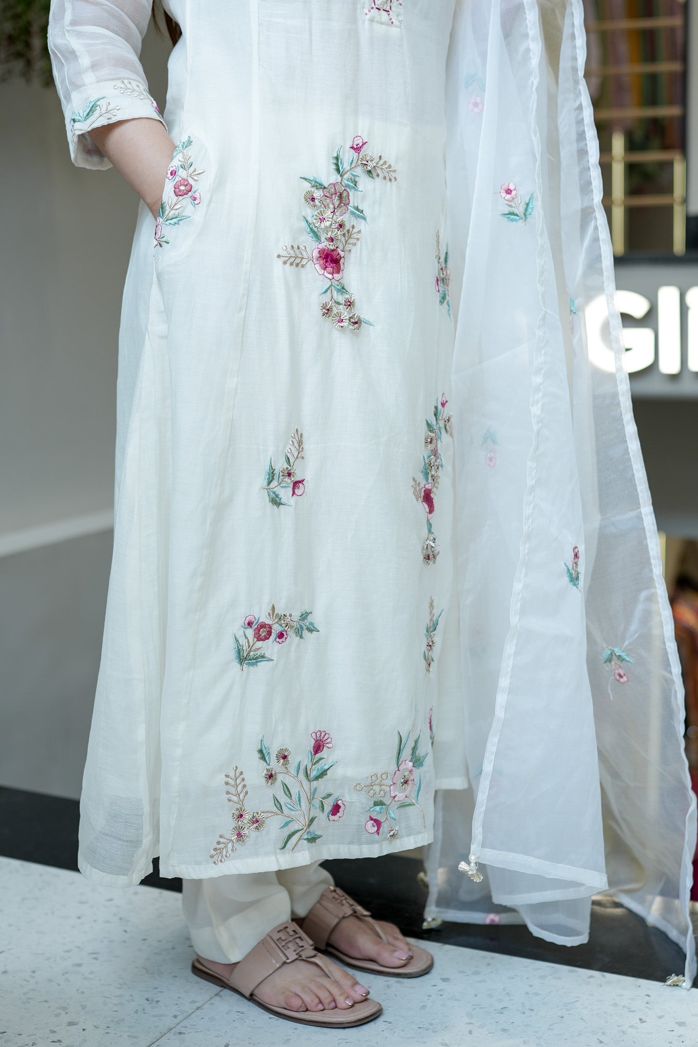 Samya Thread Work A-line Suit Set