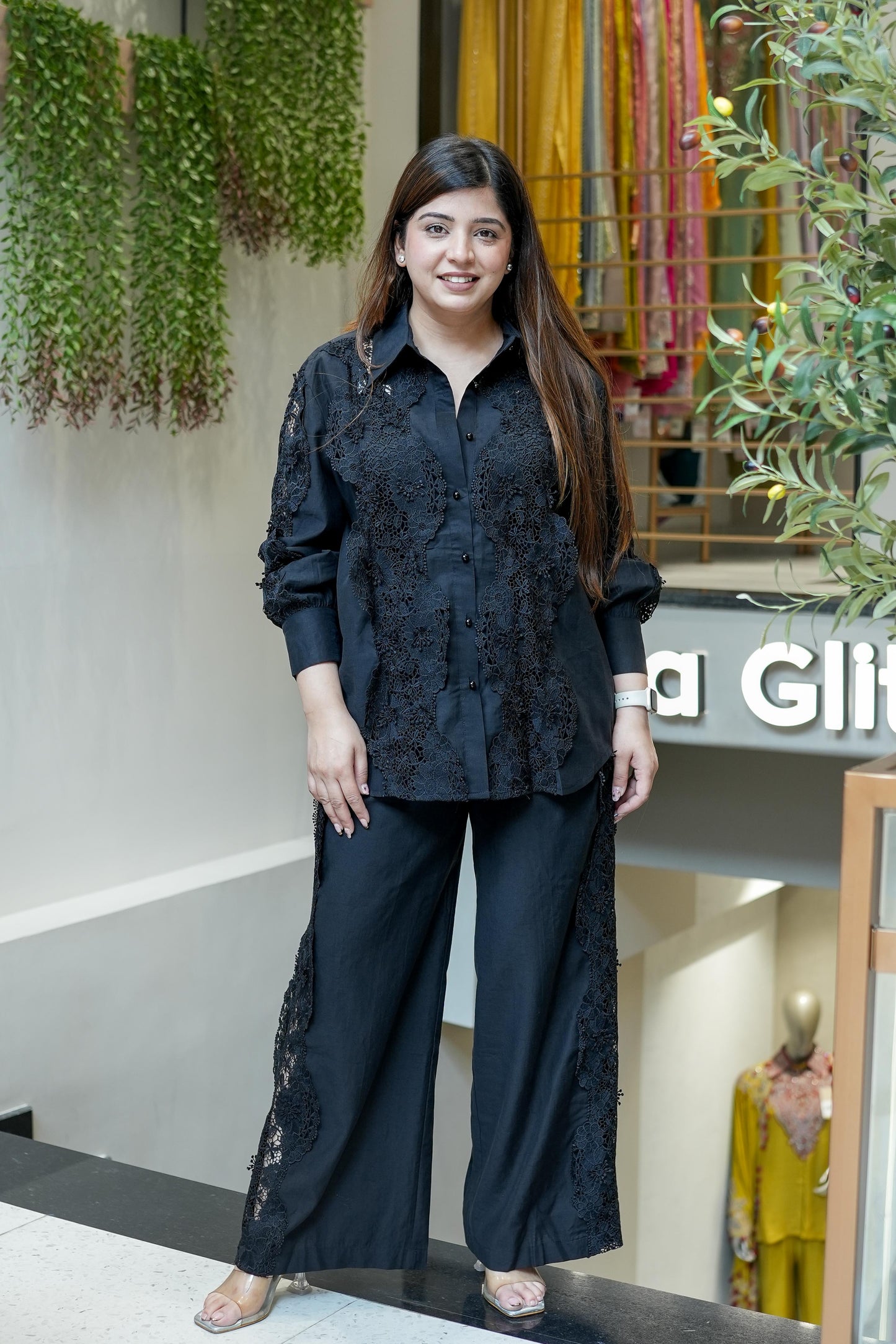 Emma Black Schiffli Detailing Co ord
