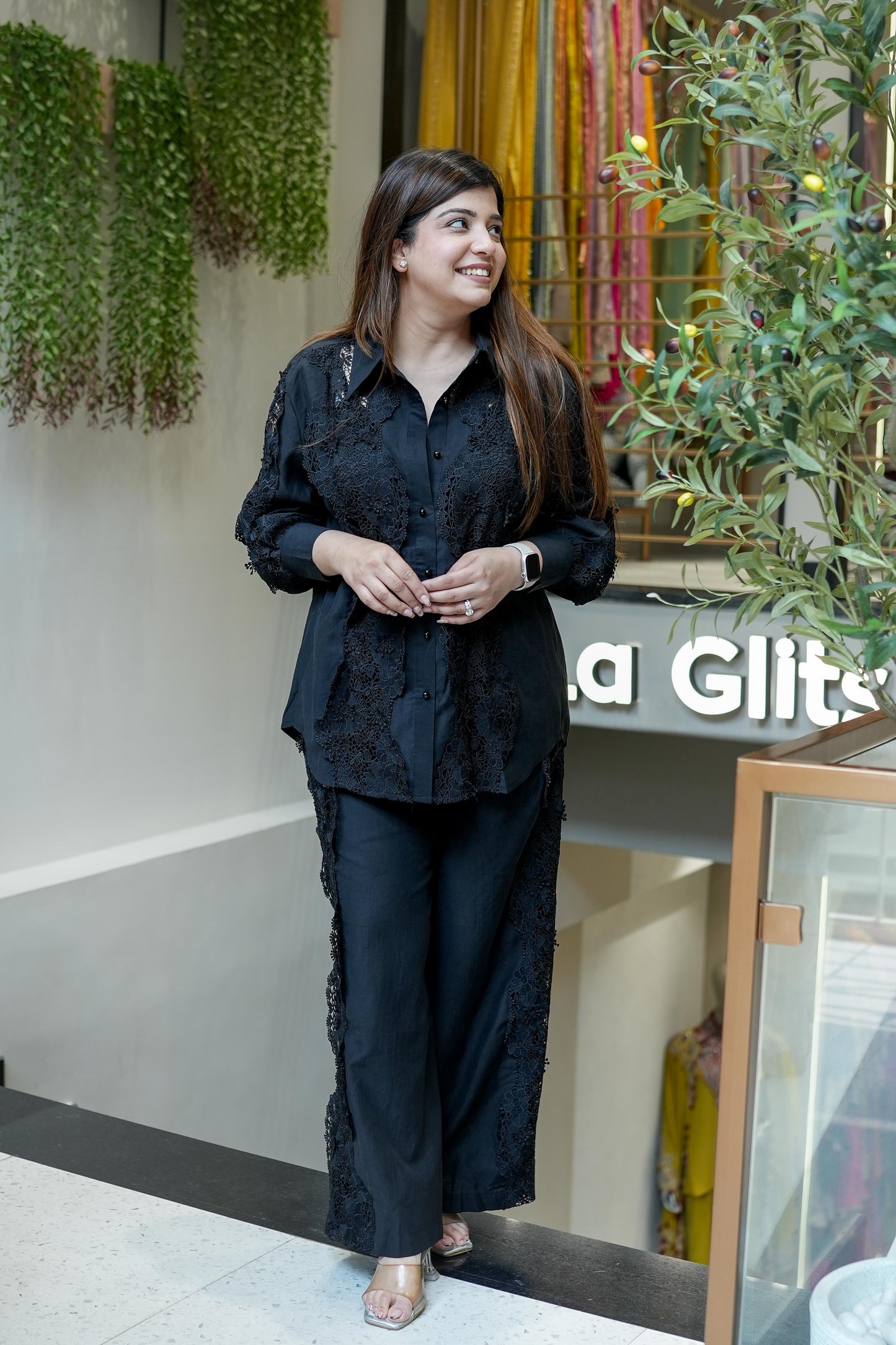 Emma Black Schiffli Detailing Co ord