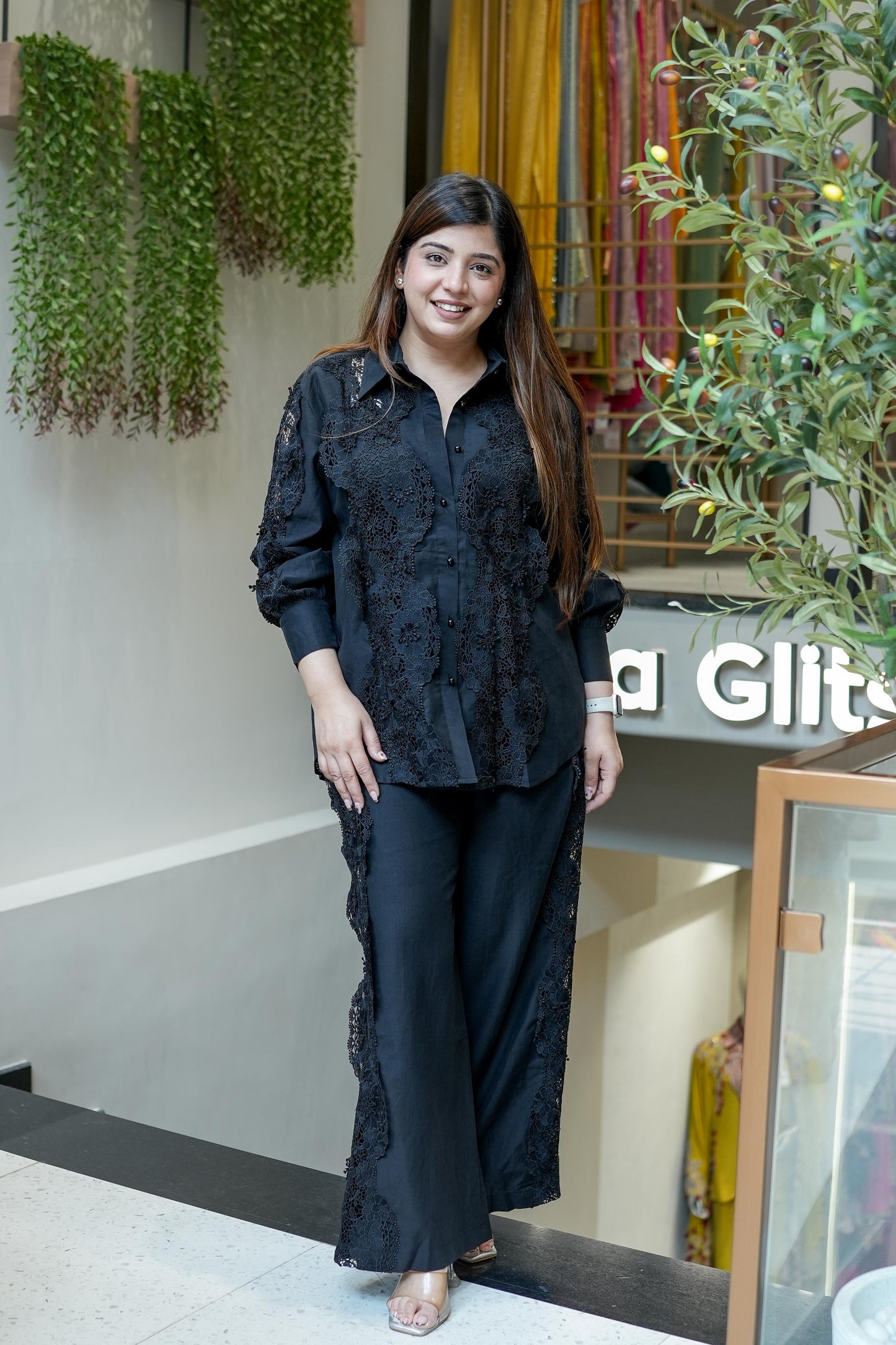 Emma Black Schiffli Detailing Co ord
