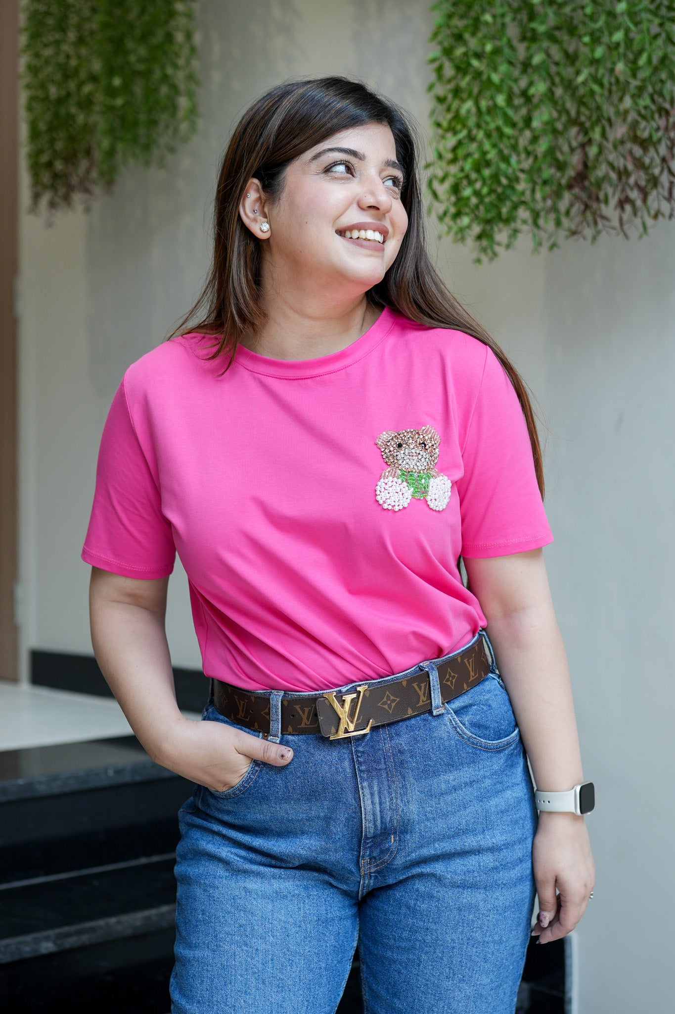 Rianna Pink Teddy Embellished Tshirt