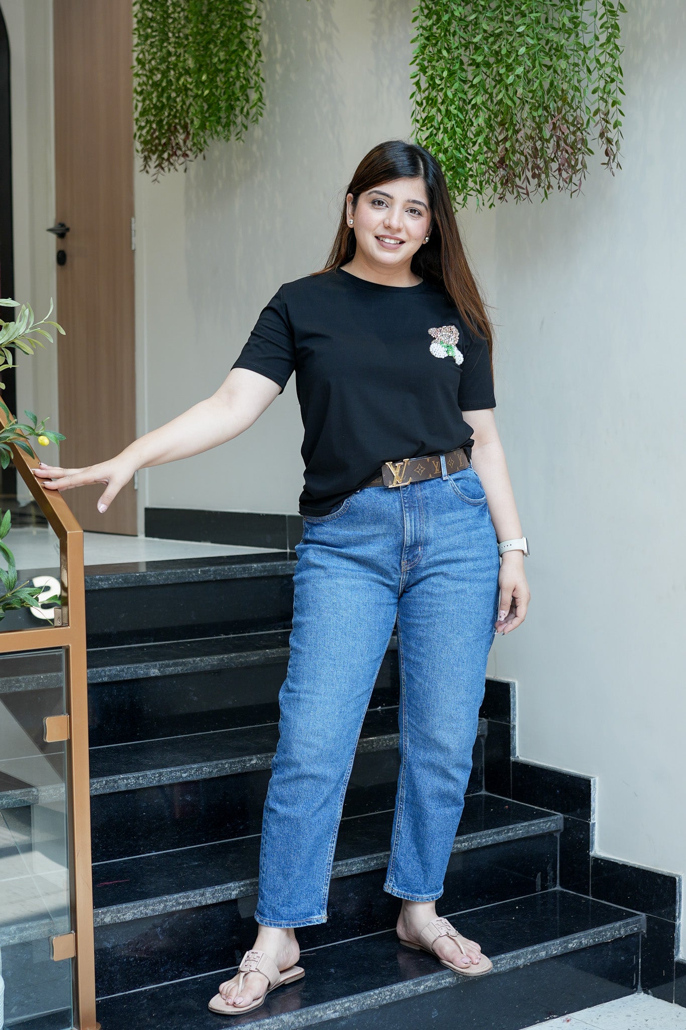 Rianna Black Teddy Embellished Tshirt