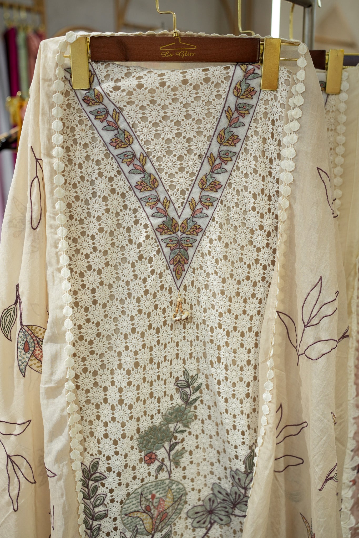 Finah Cotton Schiffli Unstitched Suit