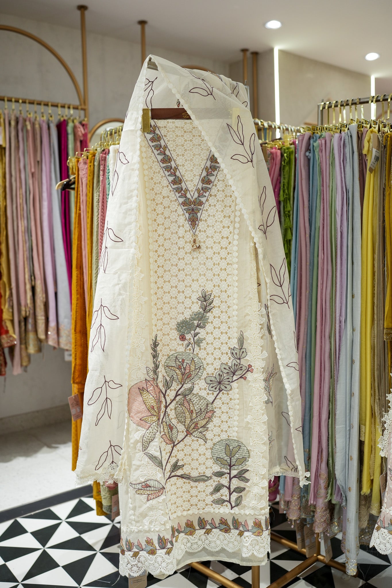 Finah Cotton Schiffli Unstitched Suit