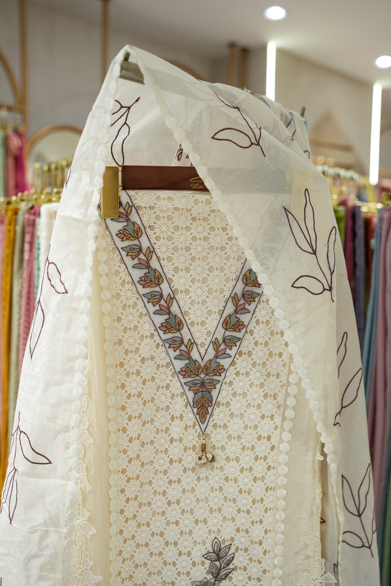 Finah Cotton Schiffli Unstitched Suit